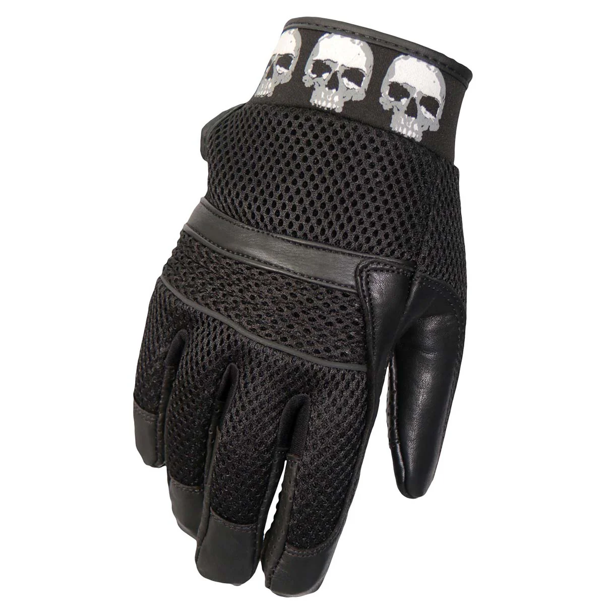 Hot Leathers GVM1301 Uni-Sex Black 'Row of Skulls' Leather and Mesh Gloves with i-Touch Screen 4 Hot Leathers GVM1301 Uni-Sex Black 'Row of Skulls' Leather and Mesh Gloves with i-Touch Screen