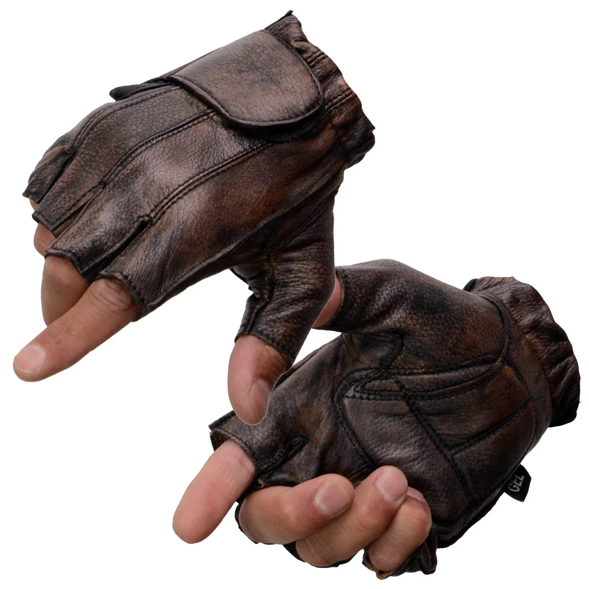 Milwaukee Leather MG7561 Men's Premium Brown Leather Gel Padded Palm Fingerless Motorcycle Hand Gloves 1 Milwaukee Leather MG7561 Men's Premium Brown Leather Gel Padded Palm Fingerless Motorcycle Hand Gloves