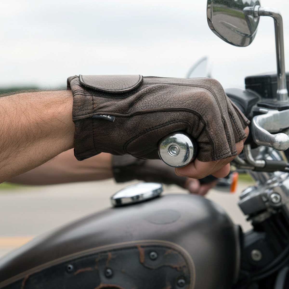 Milwaukee Leather MG7561 Men's Premium Brown Leather Gel Padded Palm Fingerless Motorcycle Hand Gloves 5 Milwaukee Leather MG7561 Men's Premium Brown Leather Gel Padded Palm Fingerless Motorcycle Hand Gloves