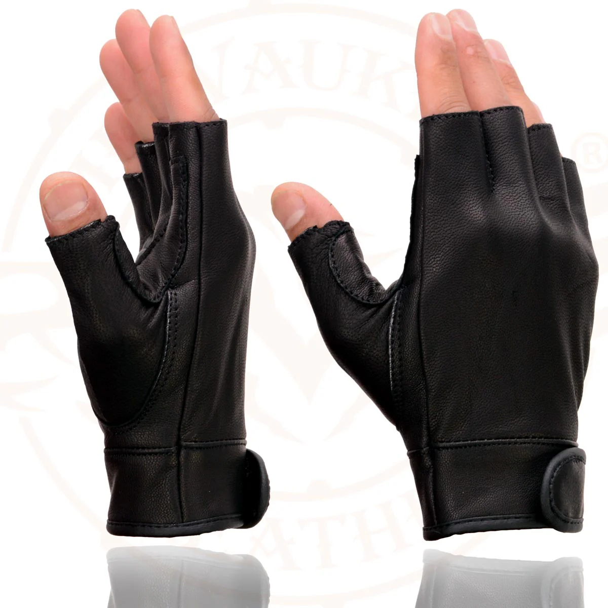 Milwaukee Leather MG7585 Men's Black Leather Gel Padded Palm Fingerless Motorcycle Hand Gloves w/ Full Panel Cover 5 Milwaukee Leather MG7585 Men's Black Leather Gel Padded Palm Fingerless Motorcycle Hand Gloves w/ Full Panel Cover