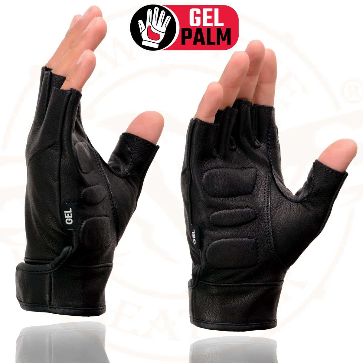 Milwaukee Leather MG7585 Men's Black Leather Gel Padded Palm Fingerless Motorcycle Hand Gloves w/ Full Panel Cover 7 Milwaukee Leather MG7585 Men's Black Leather Gel Padded Palm Fingerless Motorcycle Hand Gloves w/ Full Panel Cover