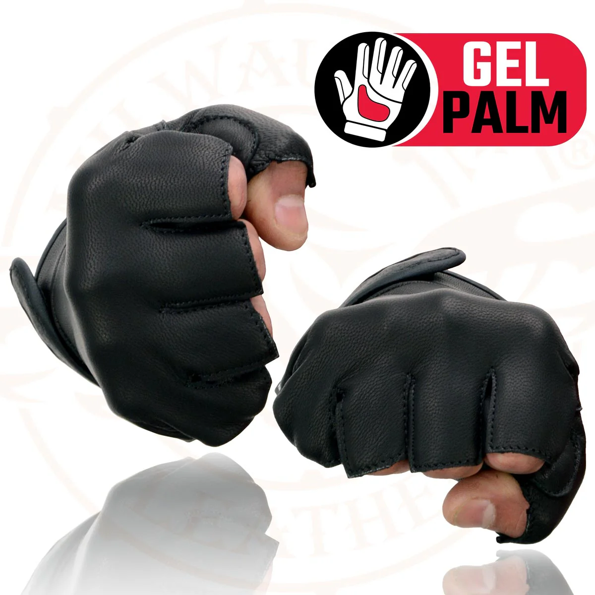 Milwaukee Leather MG7585 Men's Black Leather Gel Padded Palm Fingerless Motorcycle Hand Gloves w/ Full Panel Cover 8 Milwaukee Leather MG7585 Men's Black Leather Gel Padded Palm Fingerless Motorcycle Hand Gloves w/ Full Panel Cover