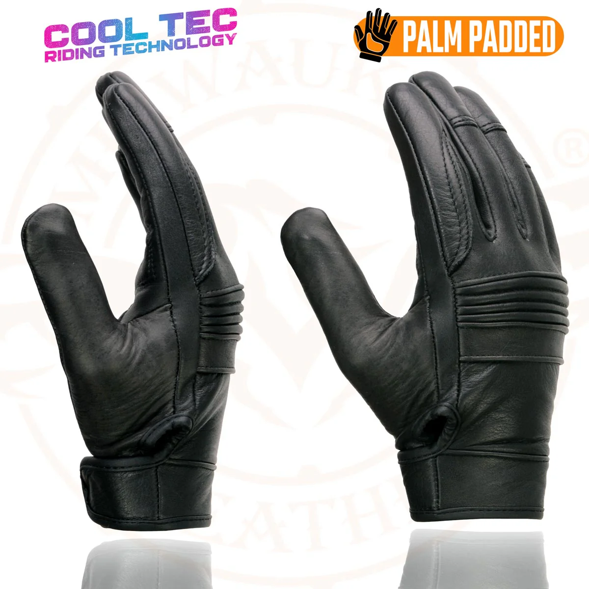 Milwaukee Leather MG7736 Women's Black Leather Gel Palm Motorcycle Gloves w/ Flex Knuckles and Cool-Tec Treatement 4 Milwaukee Leather MG7736 Women's Black Leather Gel Palm Motorcycle Gloves w/ Flex Knuckles and Cool-Tec Treatement