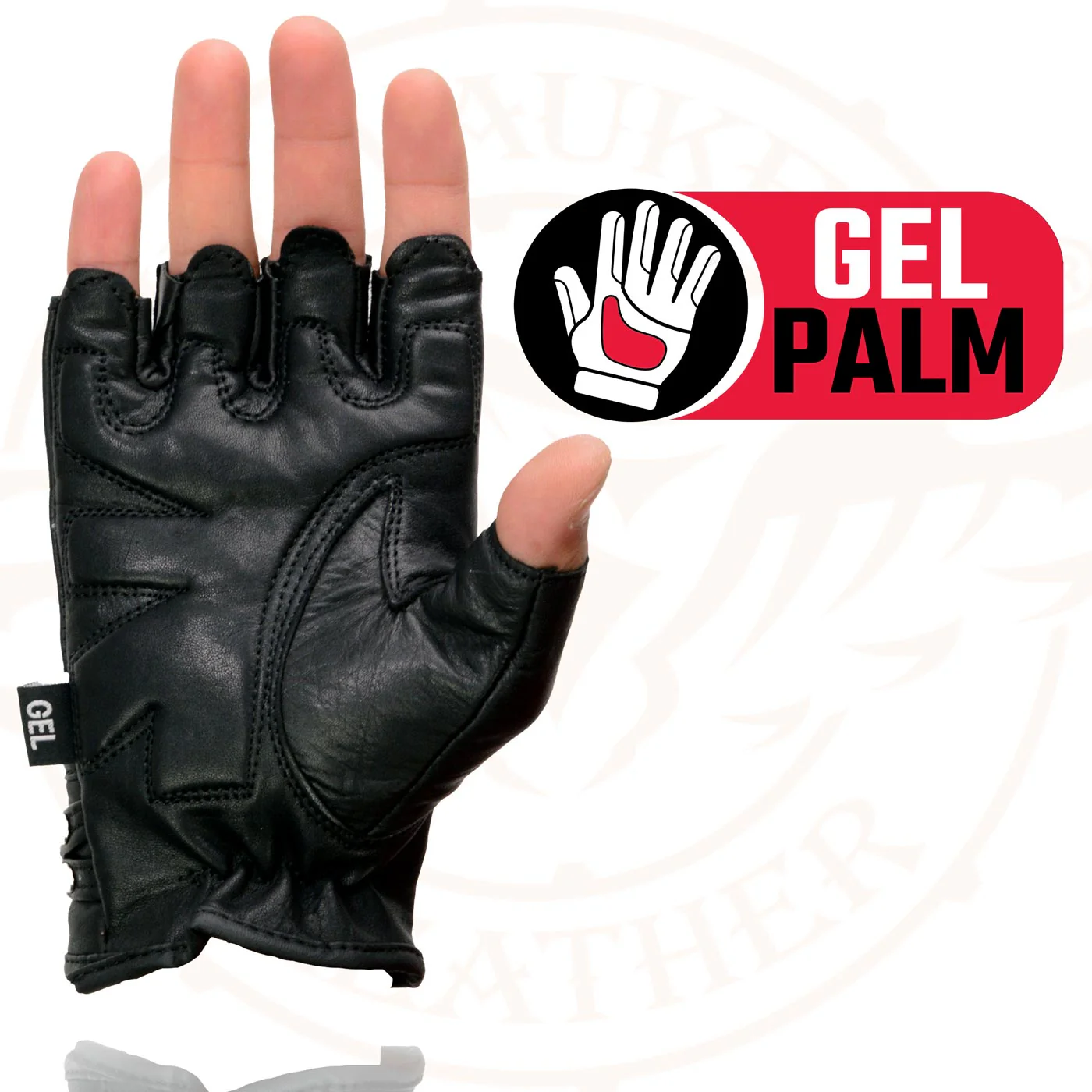 Milwaukee Leather SH461 Women's Black Leather Gel Palm Fingerless Motorcycle Hand Gloves 2 Milwaukee Leather SH461 Women's Black Leather Gel Palm Fingerless Motorcycle Hand Gloves