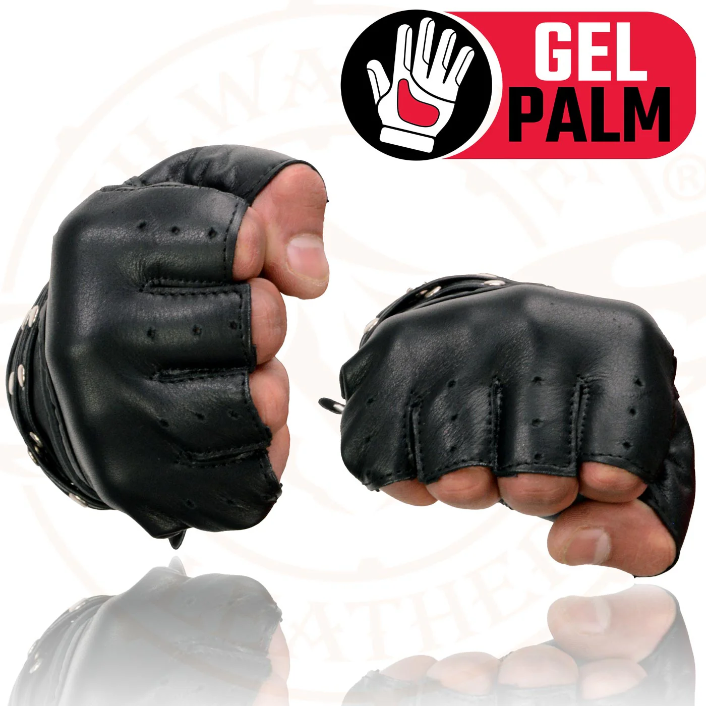 Milwaukee Leather SH461 Women's Black Leather Gel Palm Fingerless Motorcycle Hand Gloves 4 Milwaukee Leather SH461 Women's Black Leather Gel Palm Fingerless Motorcycle Hand Gloves