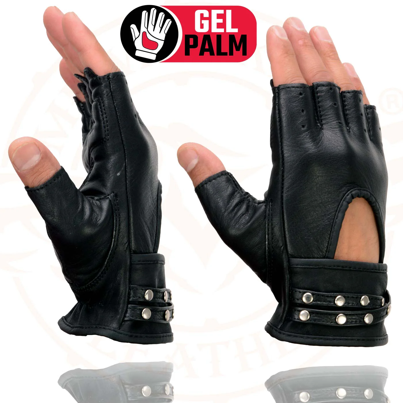 Milwaukee Leather SH461 Women's Black Leather Gel Palm Fingerless Motorcycle Hand Gloves 5 Milwaukee Leather SH461 Women's Black Leather Gel Palm Fingerless Motorcycle Hand Gloves