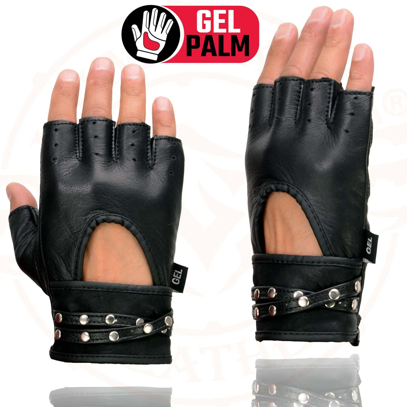 Milwaukee Leather SH461 Women's Black Leather Gel Palm Fingerless Motorcycle Hand Gloves 6 Milwaukee Leather SH461 Women's Black Leather Gel Palm Fingerless Motorcycle Hand Gloves