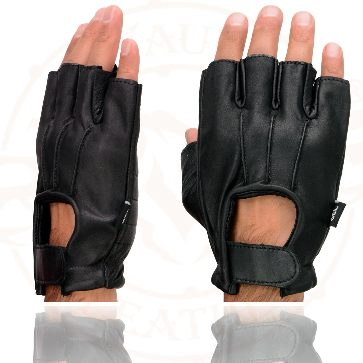 Milwaukee Leather SH206 Men's Black Leather Gel Padded Palm Fingerless Motorcycle Hand Gloves W/ ‘Welted’ Design 5 Milwaukee Leather SH206 Men's Black Leather Gel Padded Palm Fingerless Motorcycle Hand Gloves W/ ‘Welted’ Design