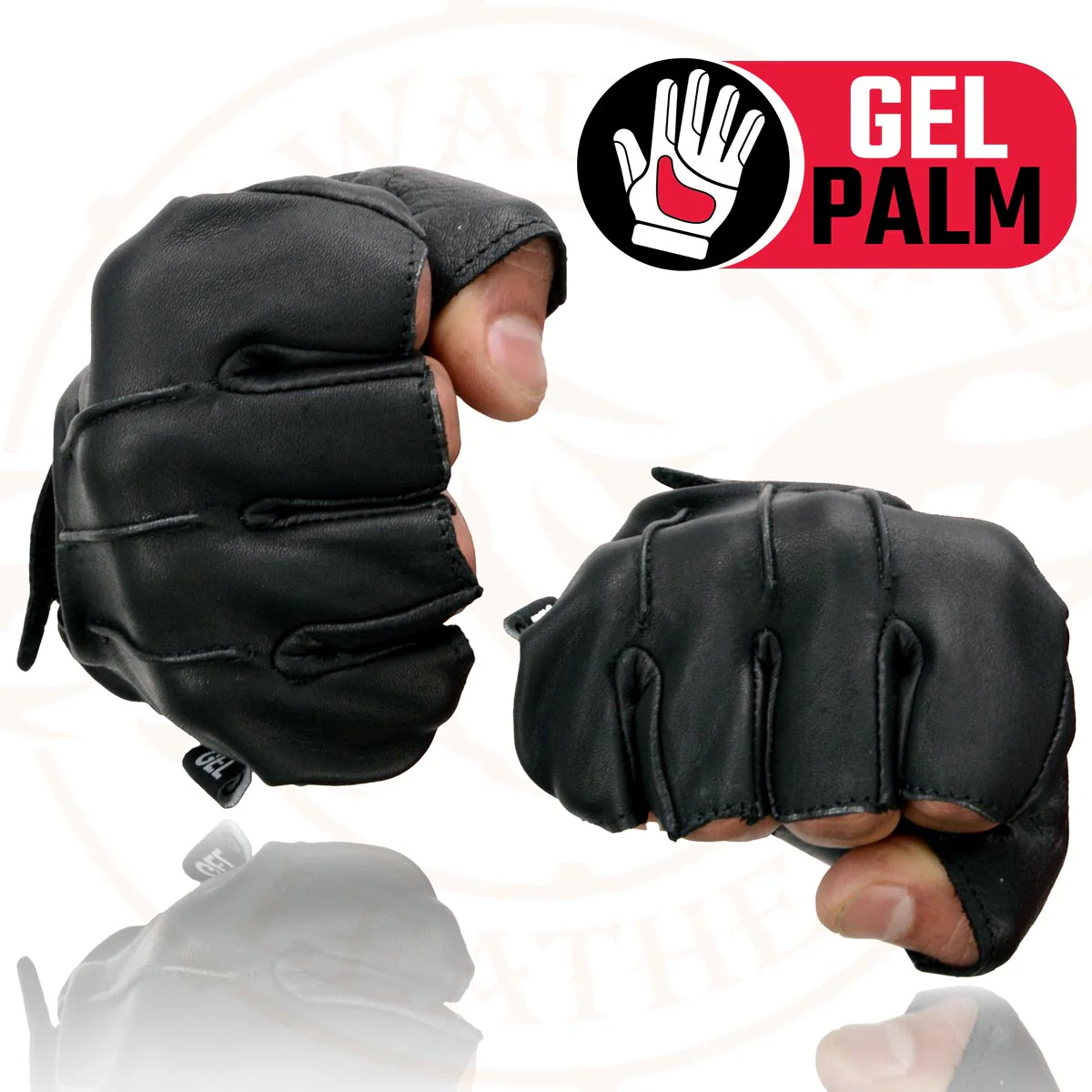 Milwaukee Leather SH206 Men's Black Leather Gel Padded Palm Fingerless Motorcycle Hand Gloves W/ ‘Welted’ Design 6 Milwaukee Leather SH206 Men's Black Leather Gel Padded Palm Fingerless Motorcycle Hand Gloves W/ ‘Welted’ Design