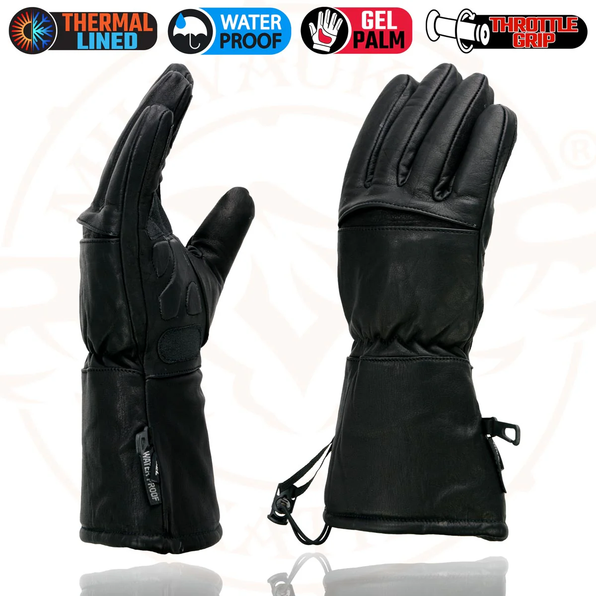 Milwaukee Leather Men's Black Gauntlet Motorcycle Hand Gloves-Black Leather Waterproof Gel Palm Soft Skin-SH292 5 Milwaukee Leather Men's Black Gauntlet Motorcycle Hand Gloves-Black Leather Waterproof Gel Palm Soft Skin-SH292