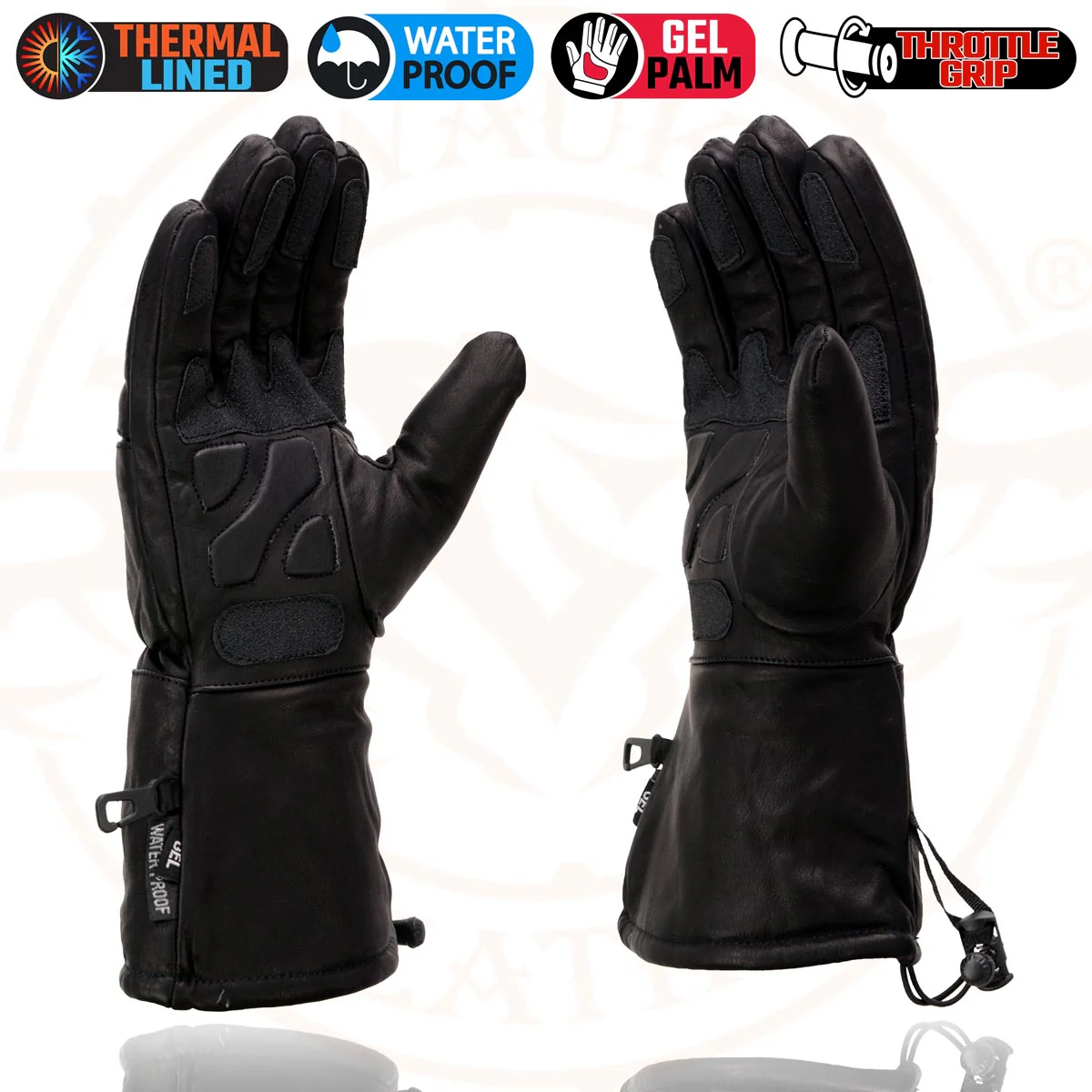 Milwaukee Leather Men's Black Gauntlet Motorcycle Hand Gloves-Black Leather Waterproof Gel Palm Soft Skin-SH292 6 Milwaukee Leather Men's Black Gauntlet Motorcycle Hand Gloves-Black Leather Waterproof Gel Palm Soft Skin-SH292
