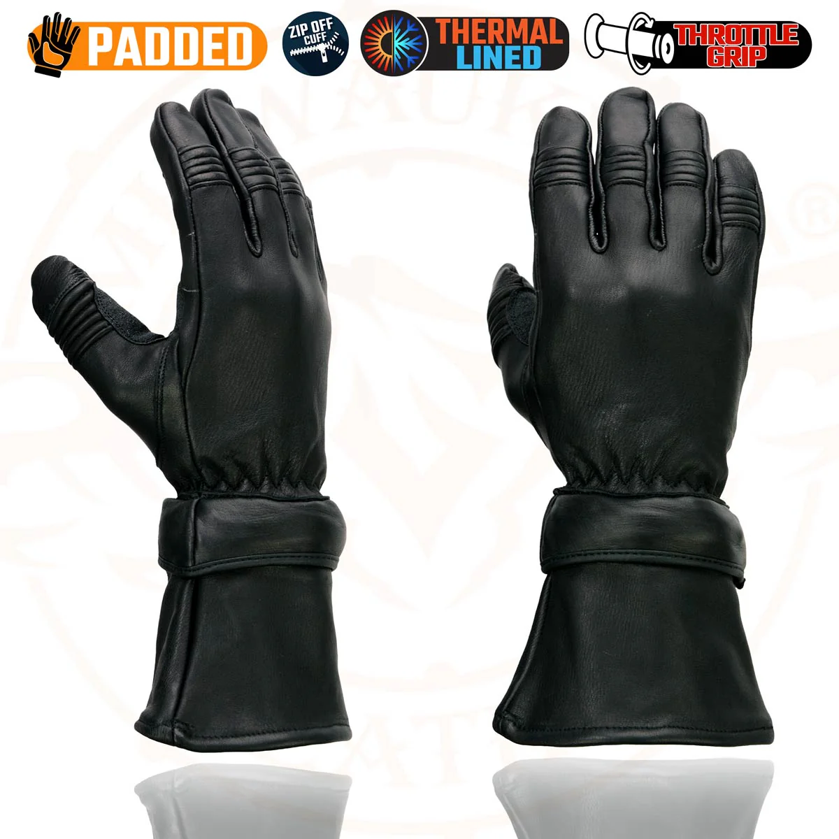 Milwaukee Leather SH852 Men's USA Deerskin Black Leather Gauntlet Motorcycle Thermal Lined Gloves 4 Milwaukee Leather SH852 Men's USA Deerskin Black Leather Gauntlet Motorcycle Thermal Lined Gloves