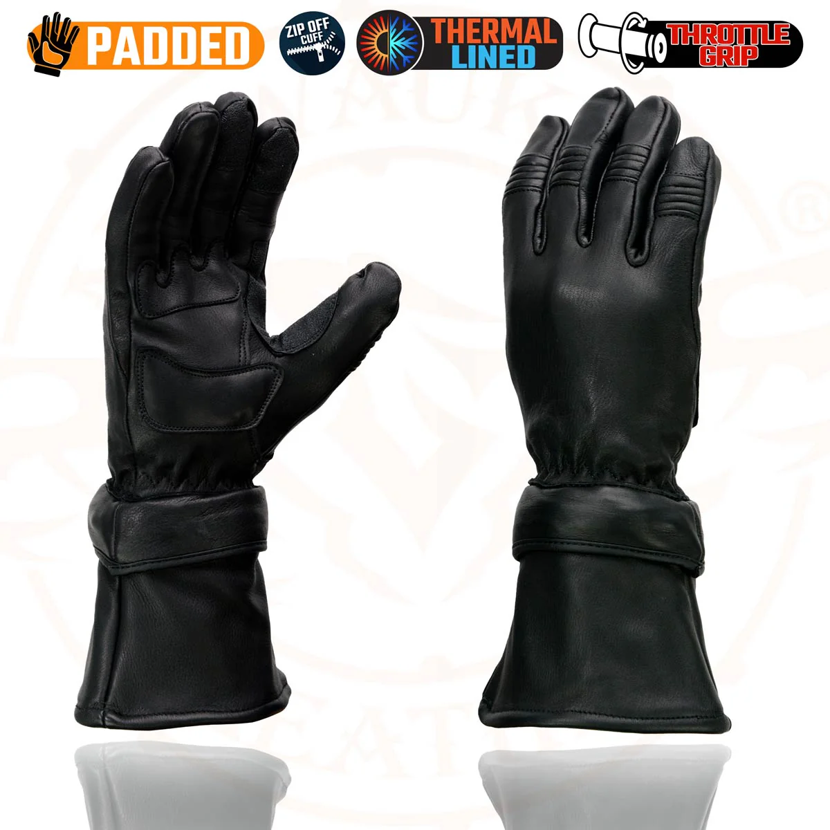 Milwaukee Leather SH852 Men's USA Deerskin Black Leather Gauntlet Motorcycle Thermal Lined Gloves 5 Milwaukee Leather SH852 Men's USA Deerskin Black Leather Gauntlet Motorcycle Thermal Lined Gloves