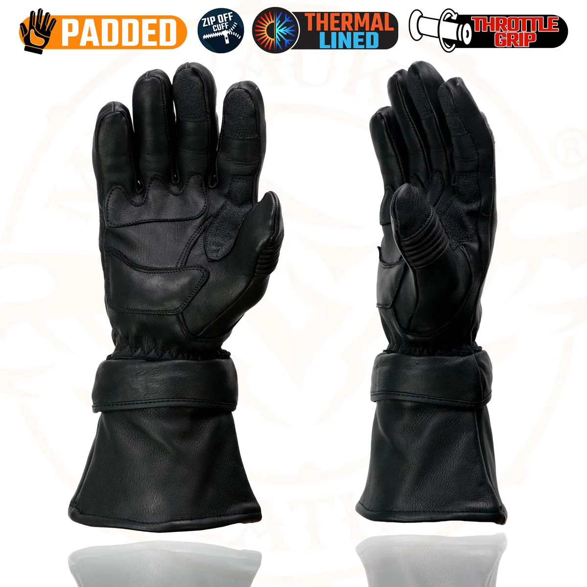 Milwaukee Leather SH852 Men's USA Deerskin Black Leather Gauntlet Motorcycle Thermal Lined Gloves 6 Milwaukee Leather SH852 Men's USA Deerskin Black Leather Gauntlet Motorcycle Thermal Lined Gloves