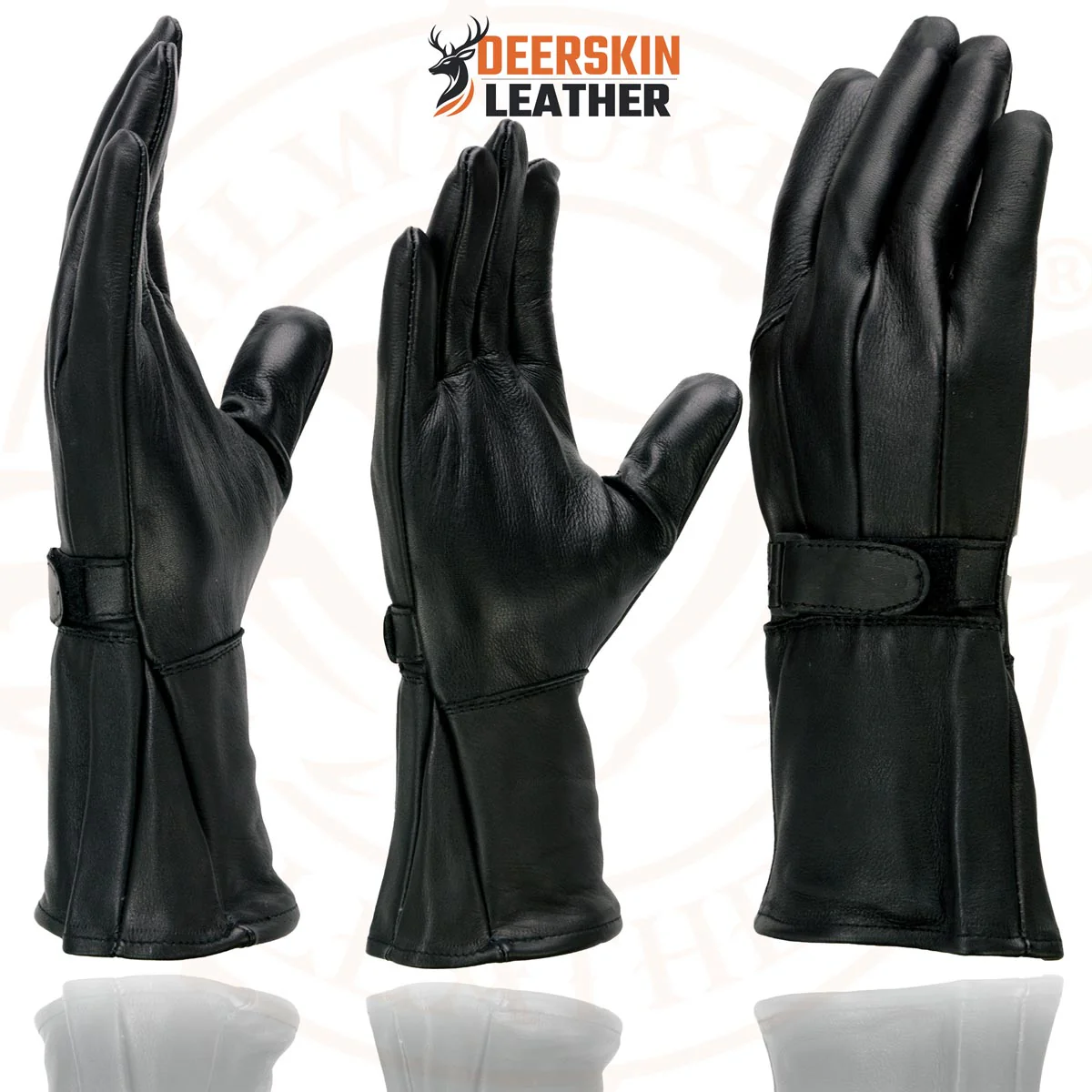 Milwaukee Leather SH864 Men's Gauntlet USA Deerskin Leather Unlined Motorcycle Winter Gloves 5 Milwaukee Leather SH864 Men's Gauntlet USA Deerskin Leather Unlined Motorcycle Winter Gloves