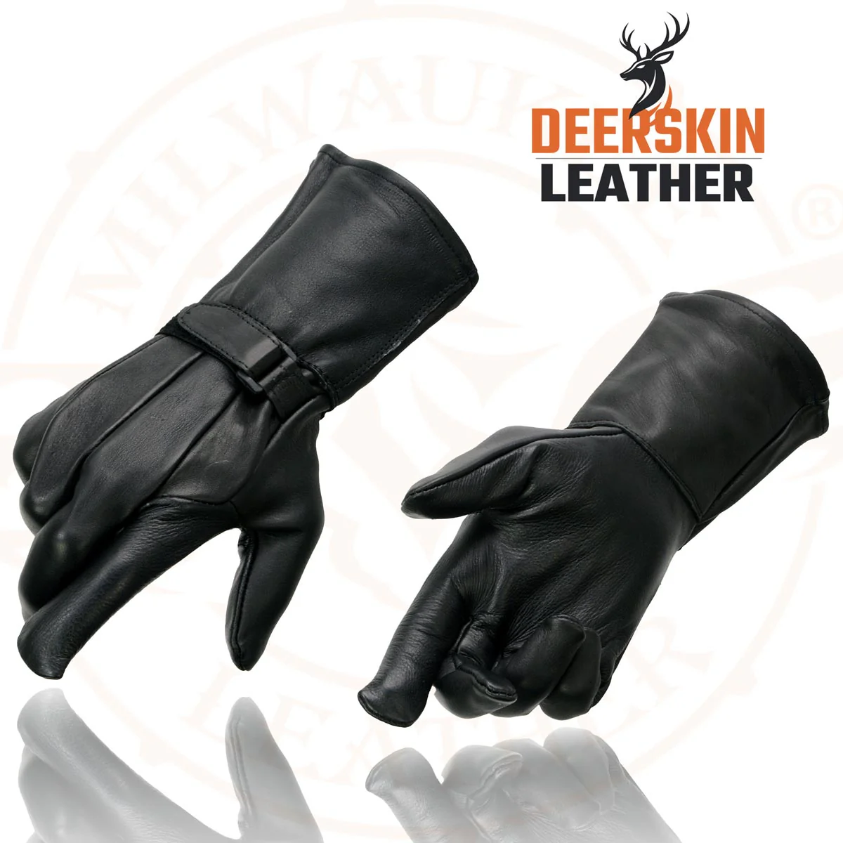 Milwaukee Leather SH864 Men's Gauntlet USA Deerskin Leather Unlined Motorcycle Winter Gloves 7 Milwaukee Leather SH864 Men's Gauntlet USA Deerskin Leather Unlined Motorcycle Winter Gloves
