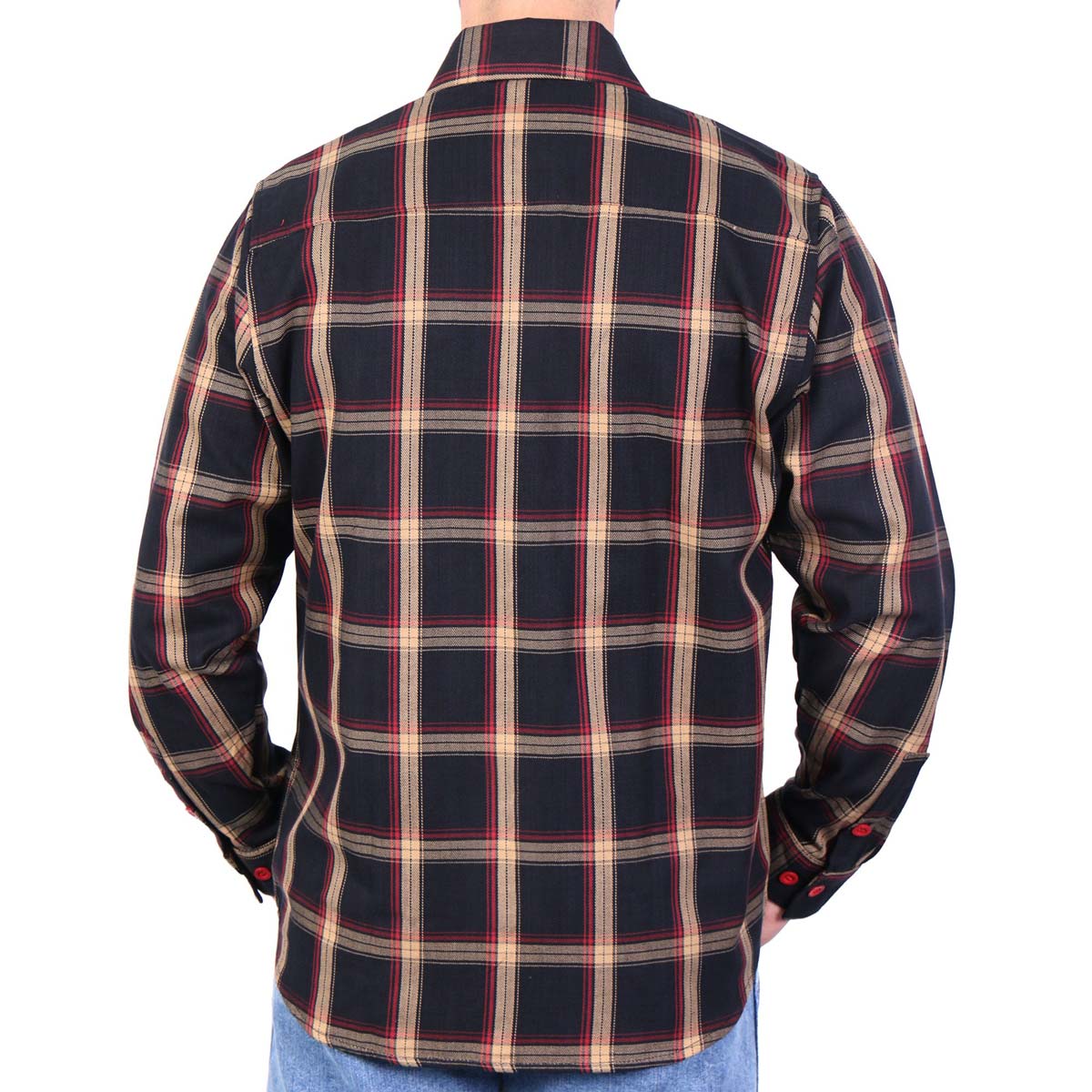 Hot Leathers FLM2038 Men's Black Tan and Red Long Sleeve Flannel Shirt 2 Hot Leathers FLM2038 Men's Black Tan and Red Long Sleeve Flannel Shirt