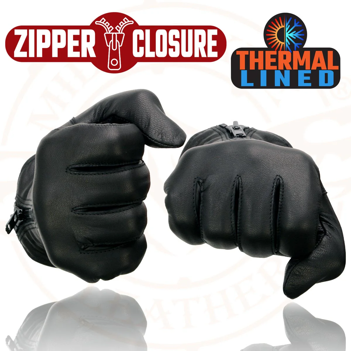 Milwaukee Leather SH728 Women’s Classic Black Leather Motorcycle Gloves with Zipper Closure 2 Milwaukee Leather SH728 Women’s Classic Black Leather Motorcycle Gloves with Zipper Closure
