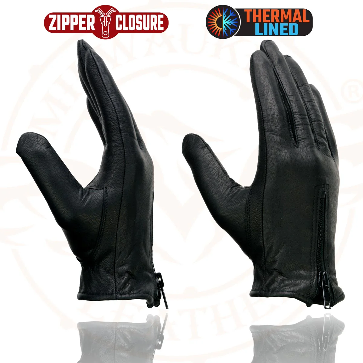 Milwaukee Leather SH728 Women’s Classic Black Leather Motorcycle Gloves with Zipper Closure 5 Milwaukee Leather SH728 Women’s Classic Black Leather Motorcycle Gloves with Zipper Closure