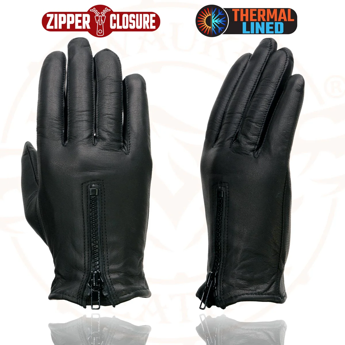 Milwaukee Leather SH728 Women’s Classic Black Leather Motorcycle Gloves with Zipper Closure 6 Milwaukee Leather SH728 Women’s Classic Black Leather Motorcycle Gloves with Zipper Closure