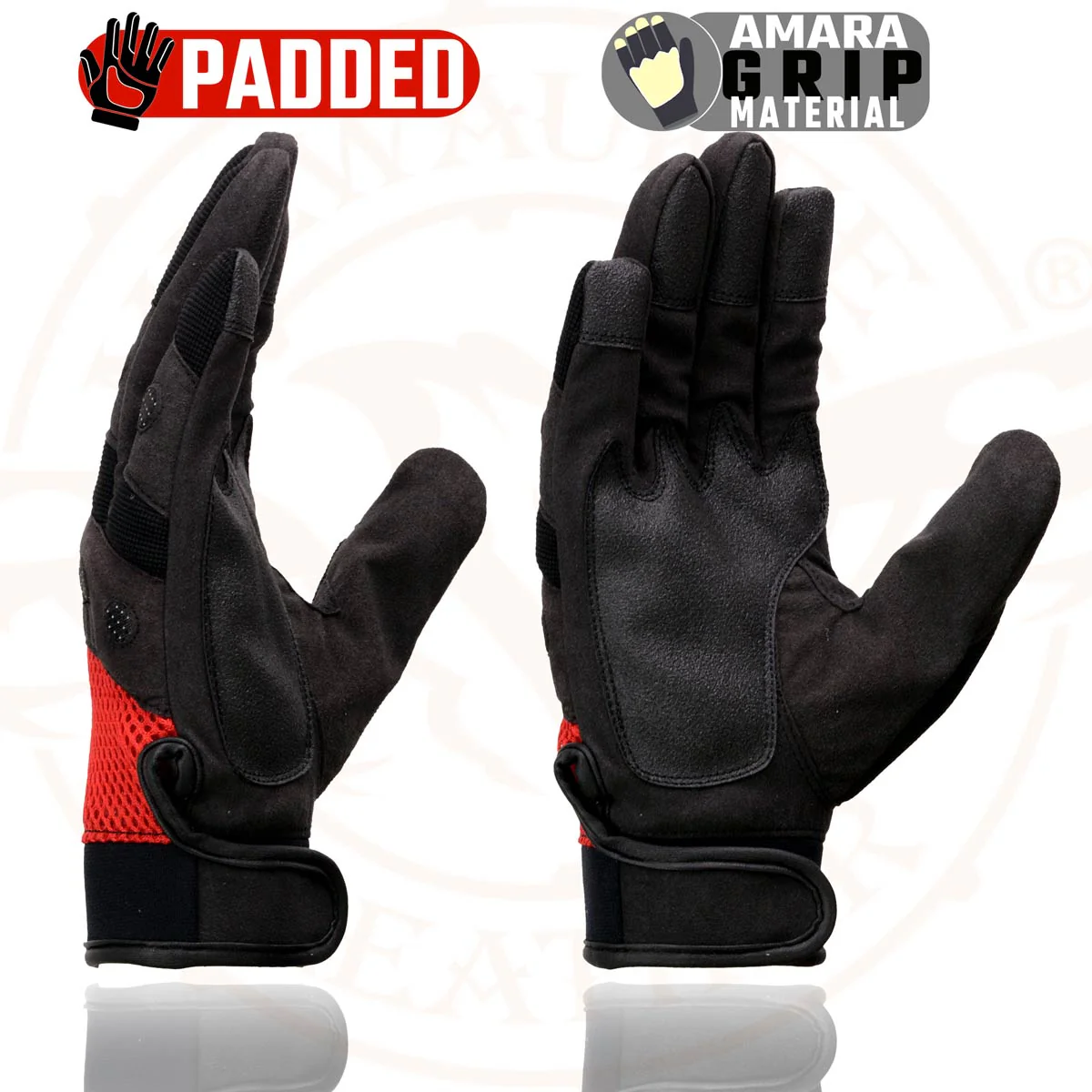 Milwaukee Leather SH76102 Men's Black and Red Textile Mesh Motorcycle Mechanics Hand Gloves W/ Amara Cloth Bottom 7 Milwaukee Leather SH76102 Men's Black and Red Textile Mesh Motorcycle Mechanics Hand Gloves W/ Amara Cloth Bottom