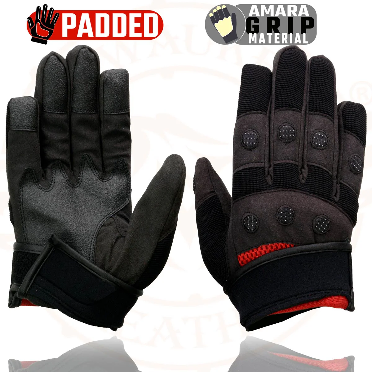 Milwaukee Leather SH76102 Men's Black and Red Textile Mesh Motorcycle Mechanics Hand Gloves W/ Amara Cloth Bottom 8 Milwaukee Leather SH76102 Men's Black and Red Textile Mesh Motorcycle Mechanics Hand Gloves W/ Amara Cloth Bottom