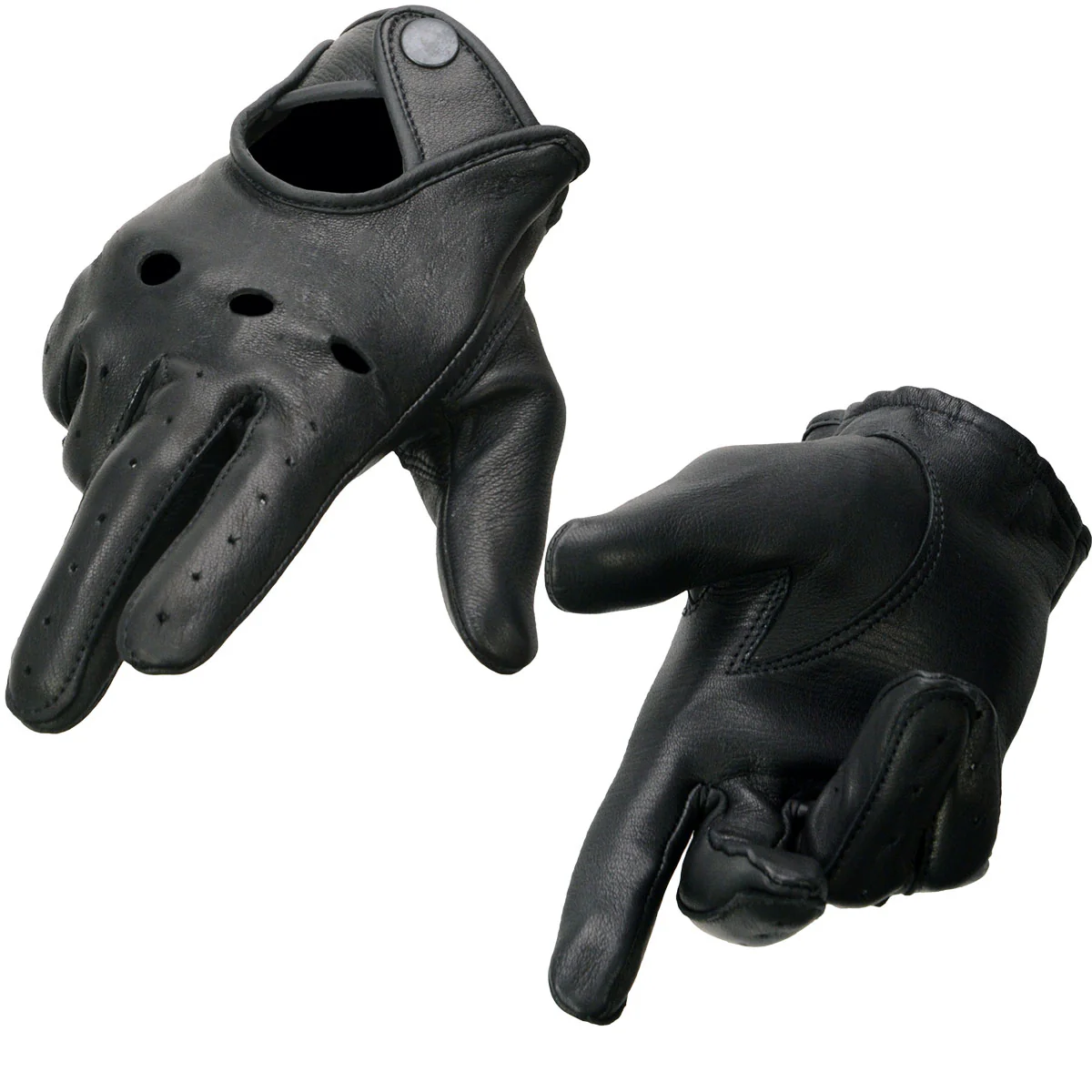 Milwaukee Leather SH869 Men's Black Deerskin Leather Unlined Professional Driving Gloves
