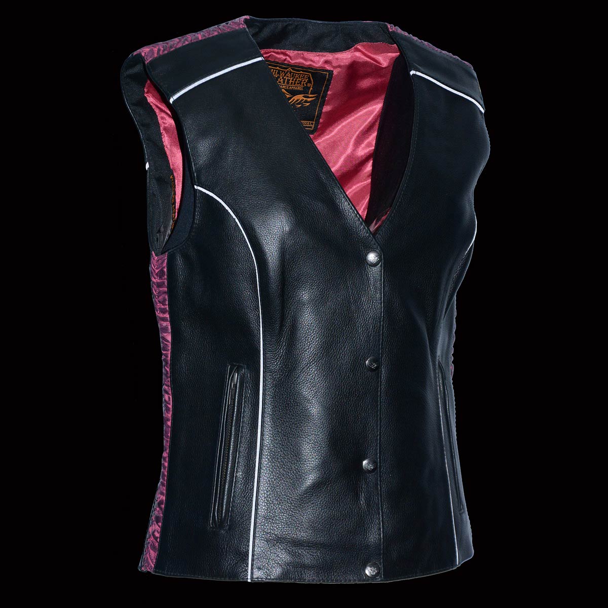 Milwaukee Leather MLL4570 Women's Studded Phoenix Black/Purple Leather Motorcycle Vest w/ Embroidery Art 5 Milwaukee Leather MLL4570 Women's Studded Phoenix Black/Purple Leather Motorcycle Vest w/ Embroidery Art