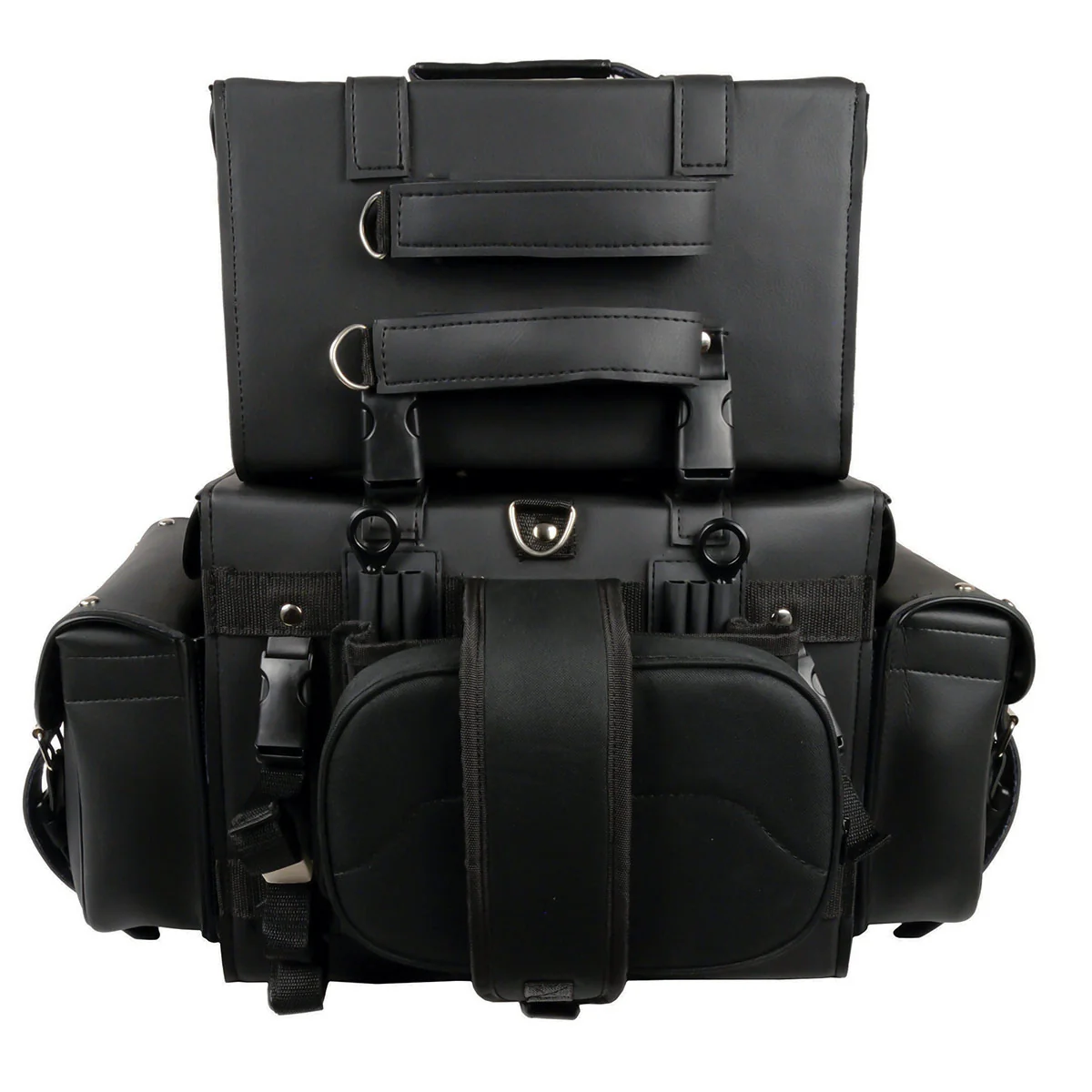 Milwaukee Leather SH650 Large Black PVC 4-Piece Studded Motorcycle Touring Pack with Barrel Bag 7 Milwaukee Leather SH650 Large Black PVC 4-Piece Studded Motorcycle Touring Pack with Barrel Bag