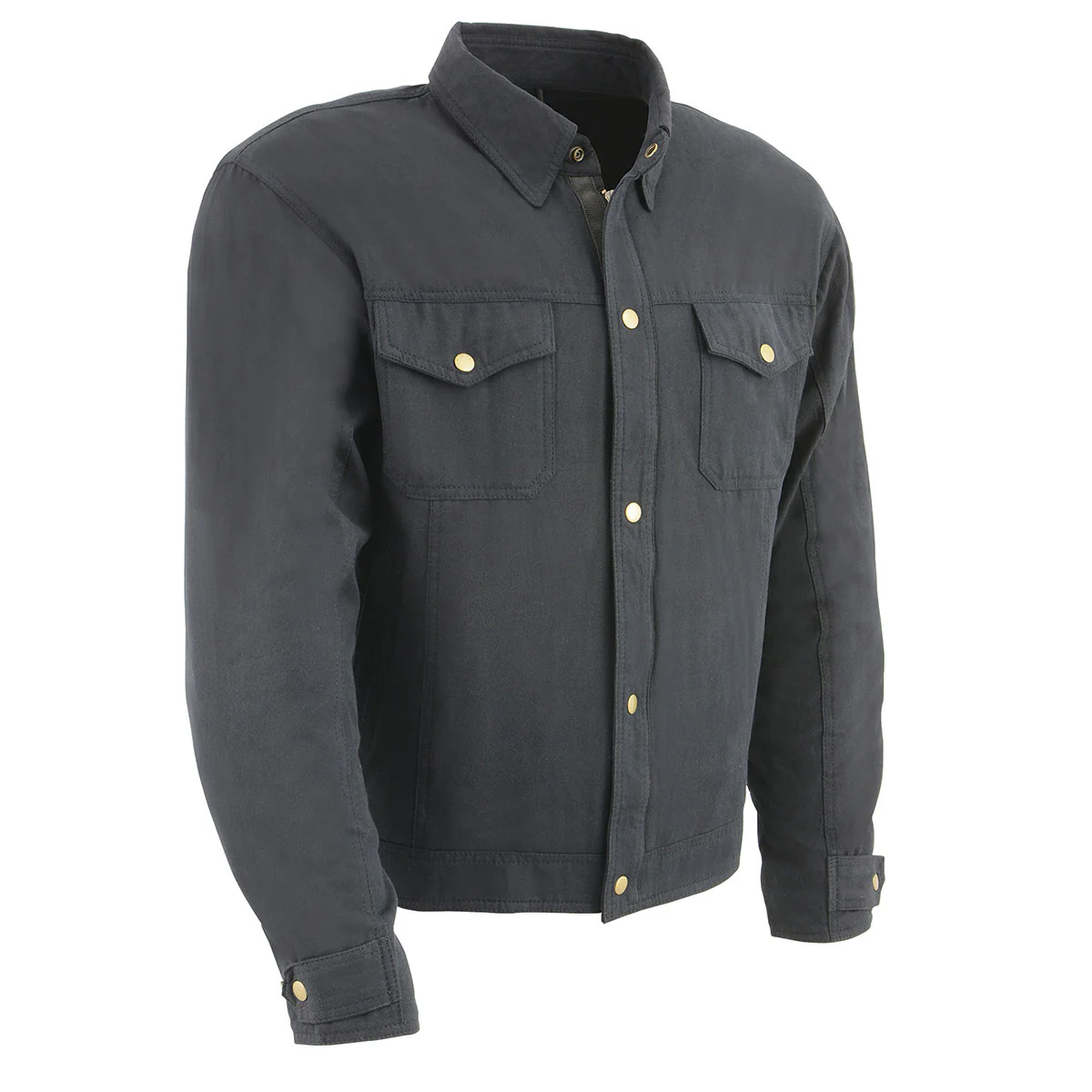 Milwaukee Leather MPM1623 Men's Black CE Armored Long Sleeve Biker Shirt Jacket Reinforced w/ Aramid Fibers