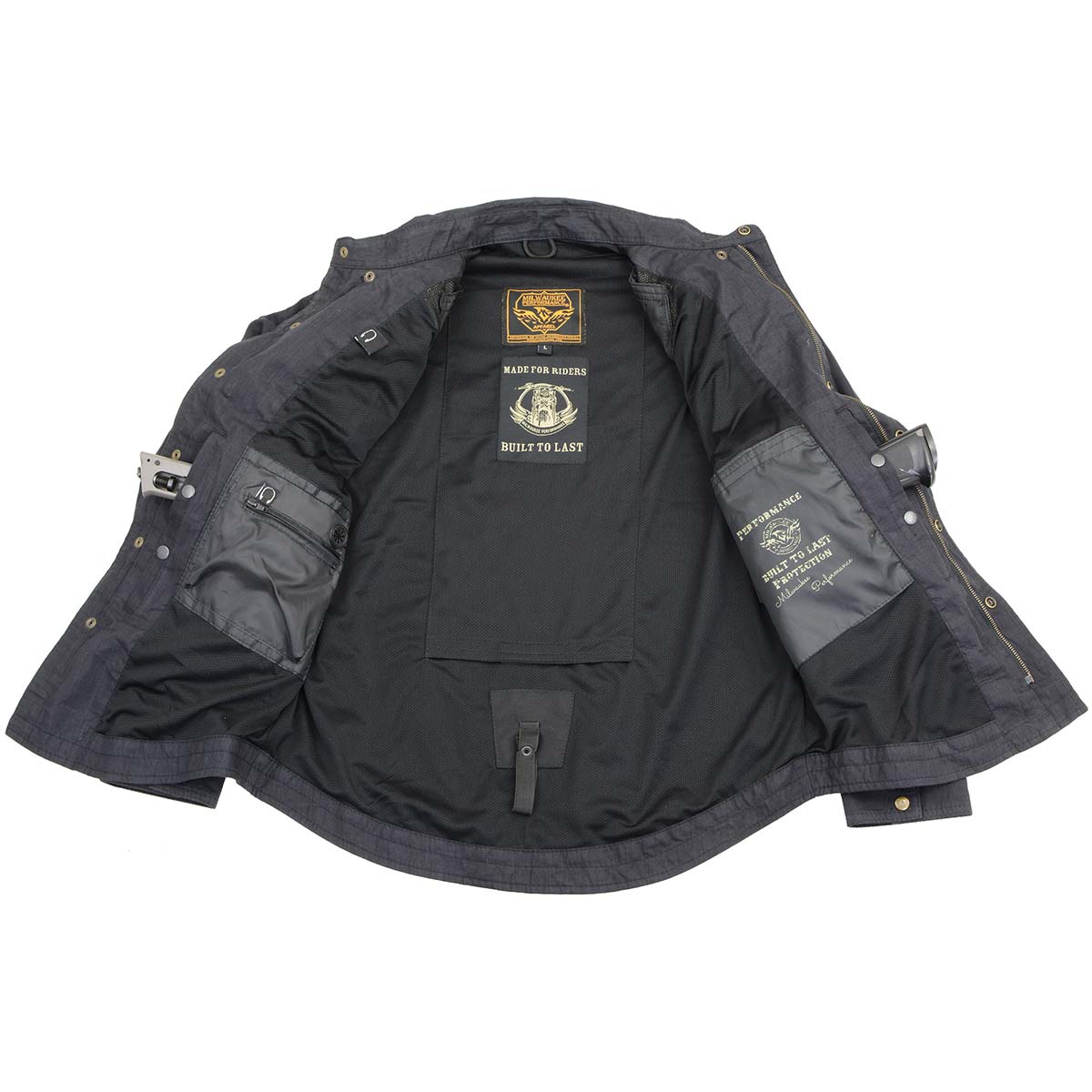 Milwaukee Leather MPM1622 Men's Black Armored Denim Long Sleeve Shirt Reinforced w/ Aramid Fibers 8 Milwaukee Leather MPM1622 Men's Black Armored Denim Long Sleeve Shirt Reinforced w/ Aramid Fibers