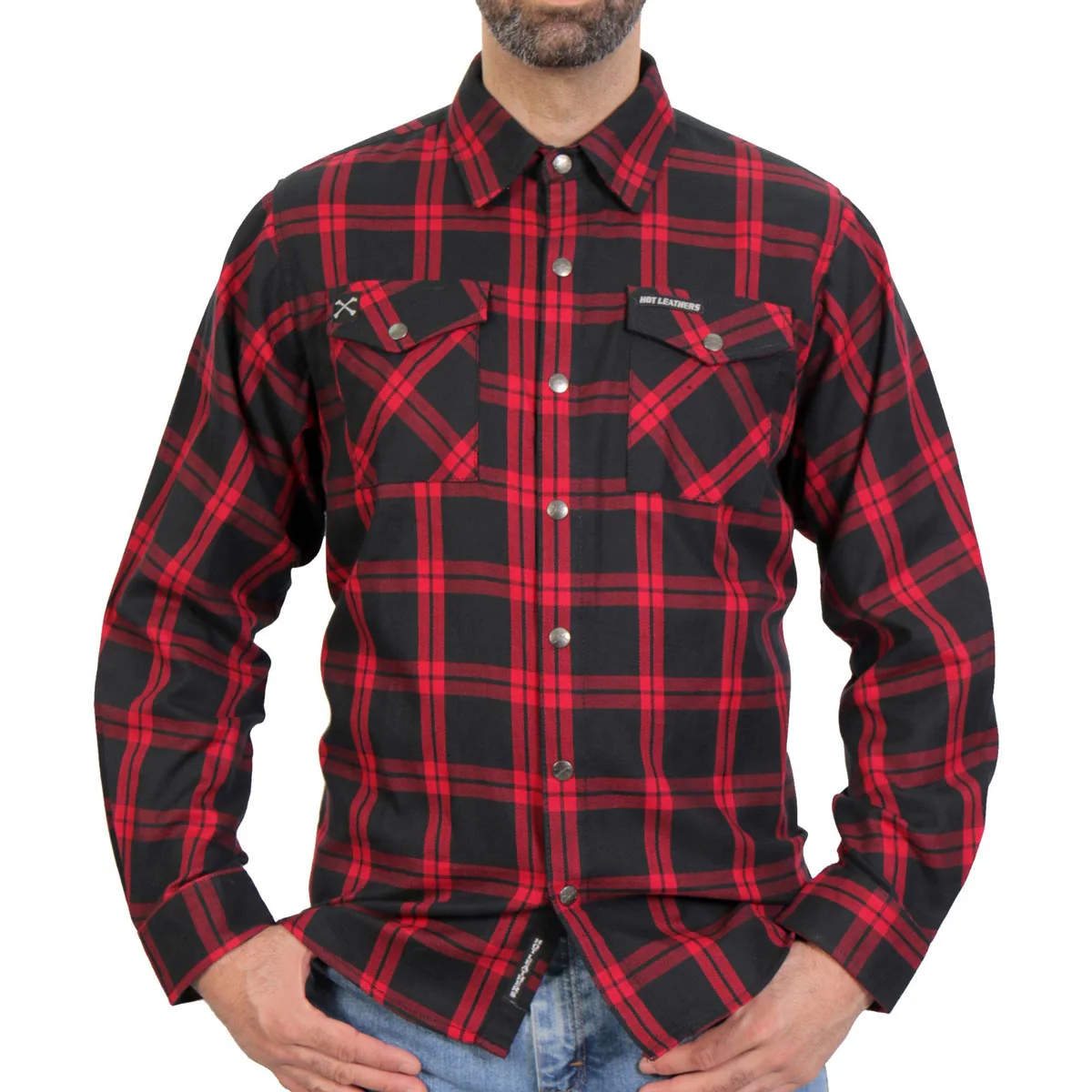 Hot Leathers FLM3001 Men's Red and Black Long Sleeve Flannel Shirt 4 Hot Leathers FLM3001 Men's Red and Black Long Sleeve Flannel Shirt
