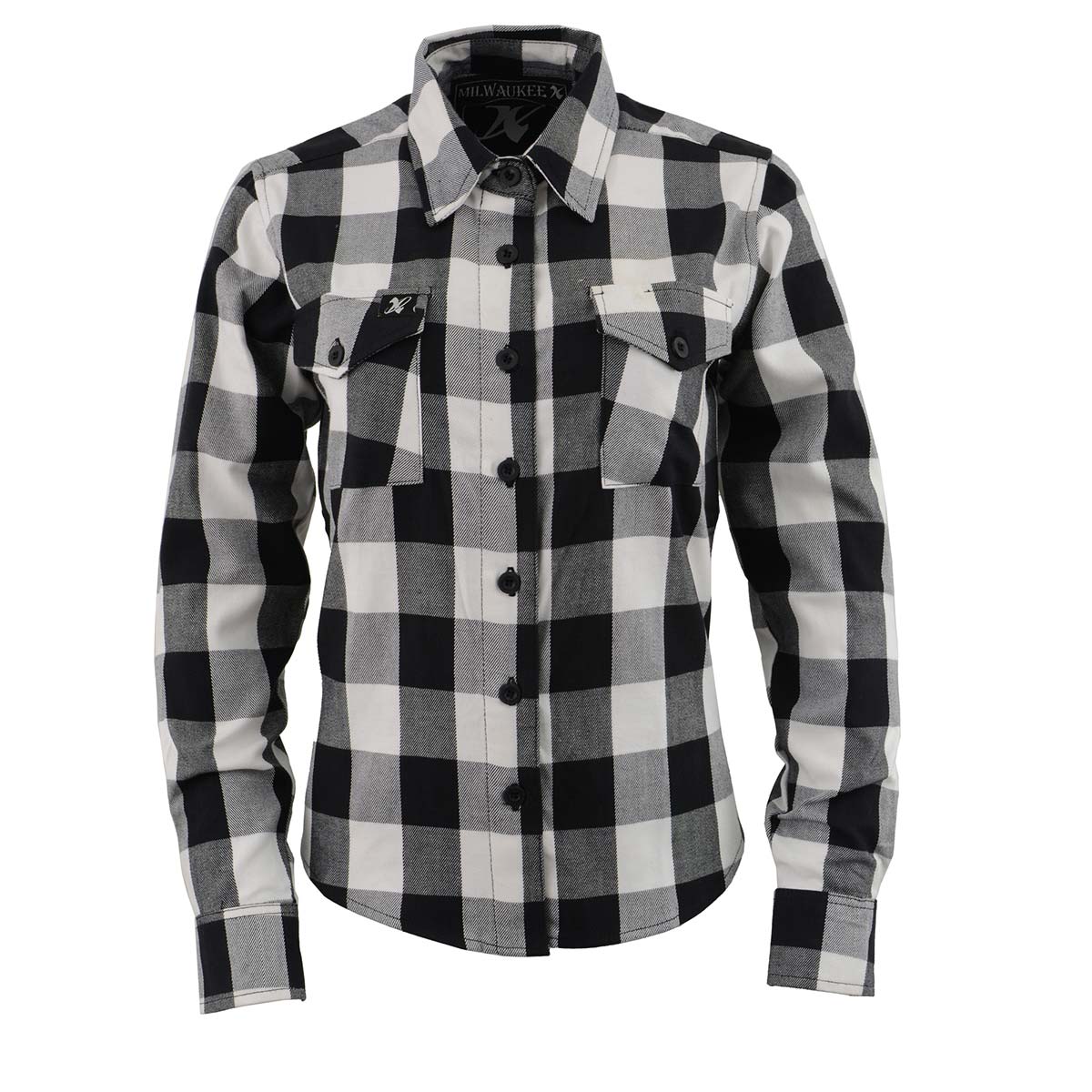 Milwaukee Leather MNG21633 Women's Casual Black and White Long Sleeve Cotton Flannel Shirt 4 Milwaukee Leather MNG21633 Women's Casual Black and White Long Sleeve Cotton Flannel Shirt