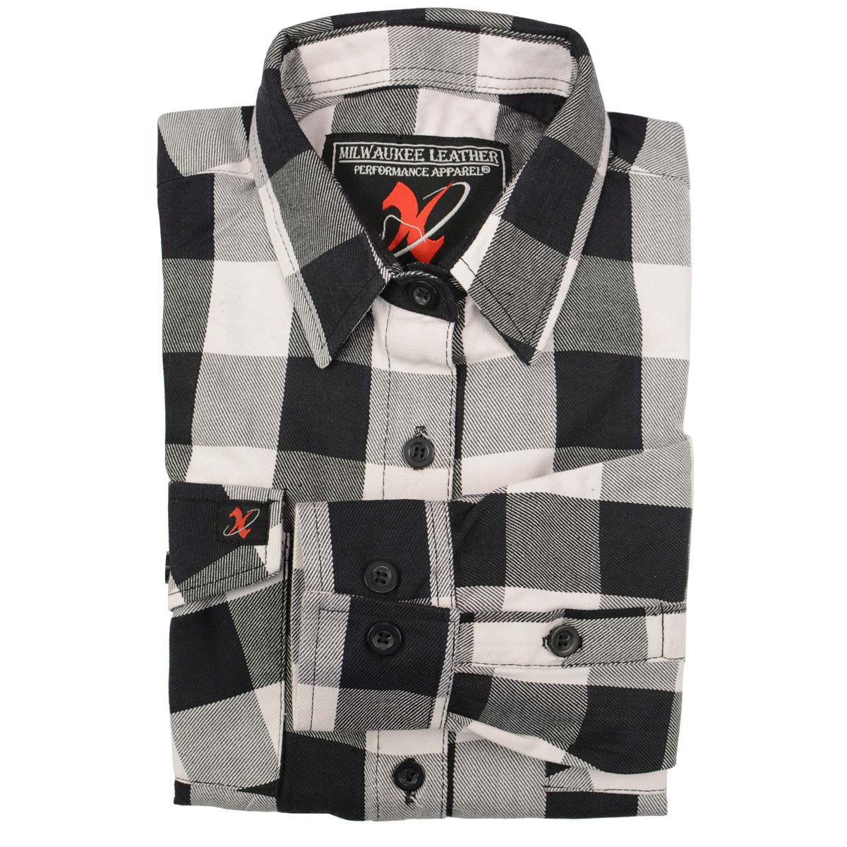 Milwaukee Leather MNG21633 Women's Casual Black and White Long Sleeve Cotton Flannel Shirt 6 Milwaukee Leather MNG21633 Women's Casual Black and White Long Sleeve Cotton Flannel Shirt