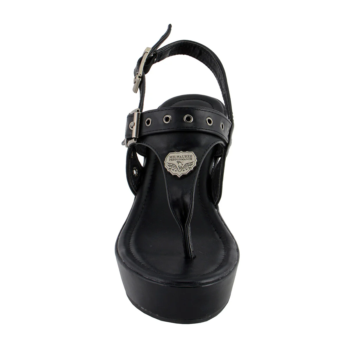 Milwaukee Leather MBL9411 Women's Black Wedge Fashion Casual Sandals with Buckled Straps 10 Milwaukee Leather MBL9411 Women's Black Wedge Fashion Casual Sandals with Buckled Straps