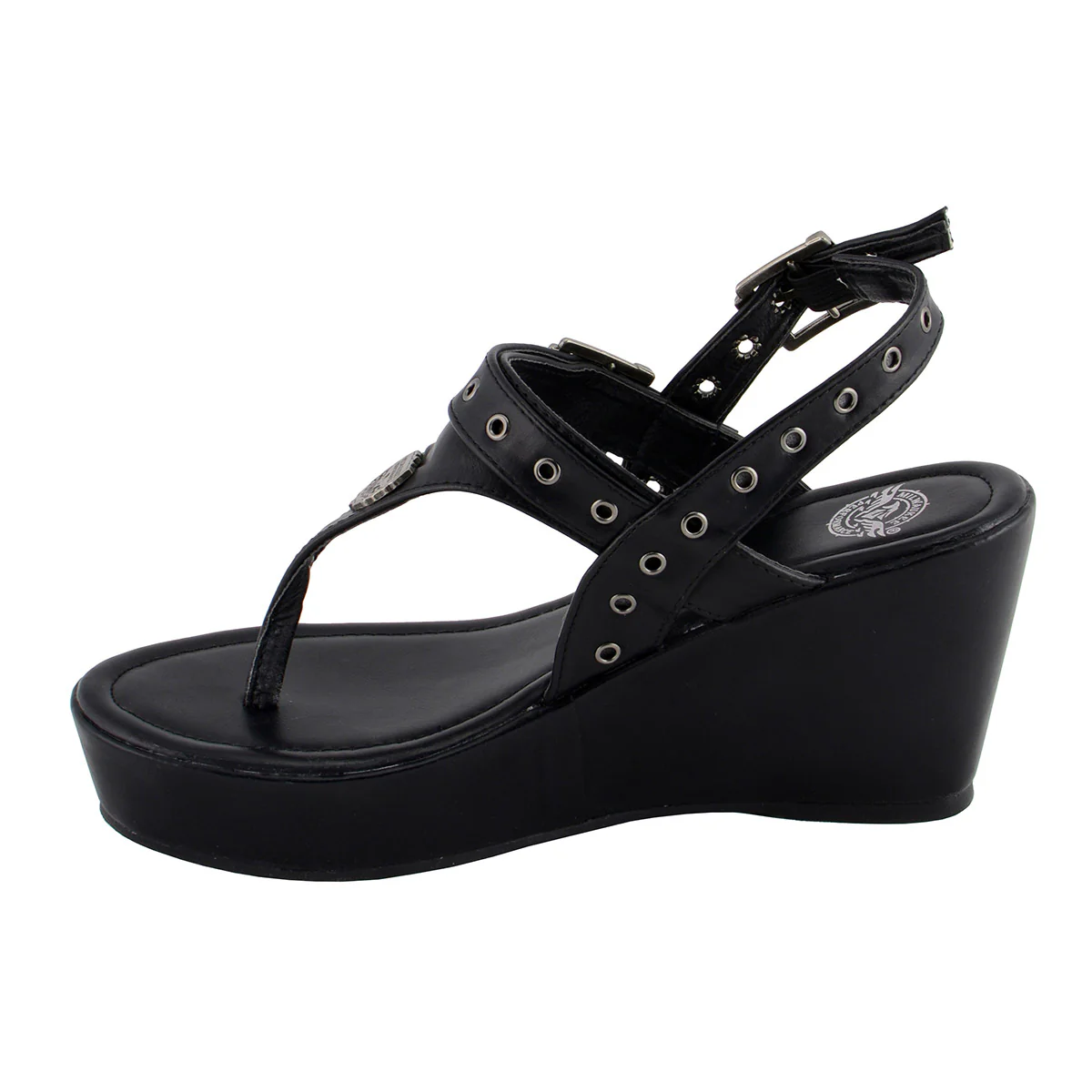 Milwaukee Leather MBL9411 Women's Black Wedge Fashion Casual Sandals with Buckled Straps 4 Milwaukee Leather MBL9411 Women's Black Wedge Fashion Casual Sandals with Buckled Straps