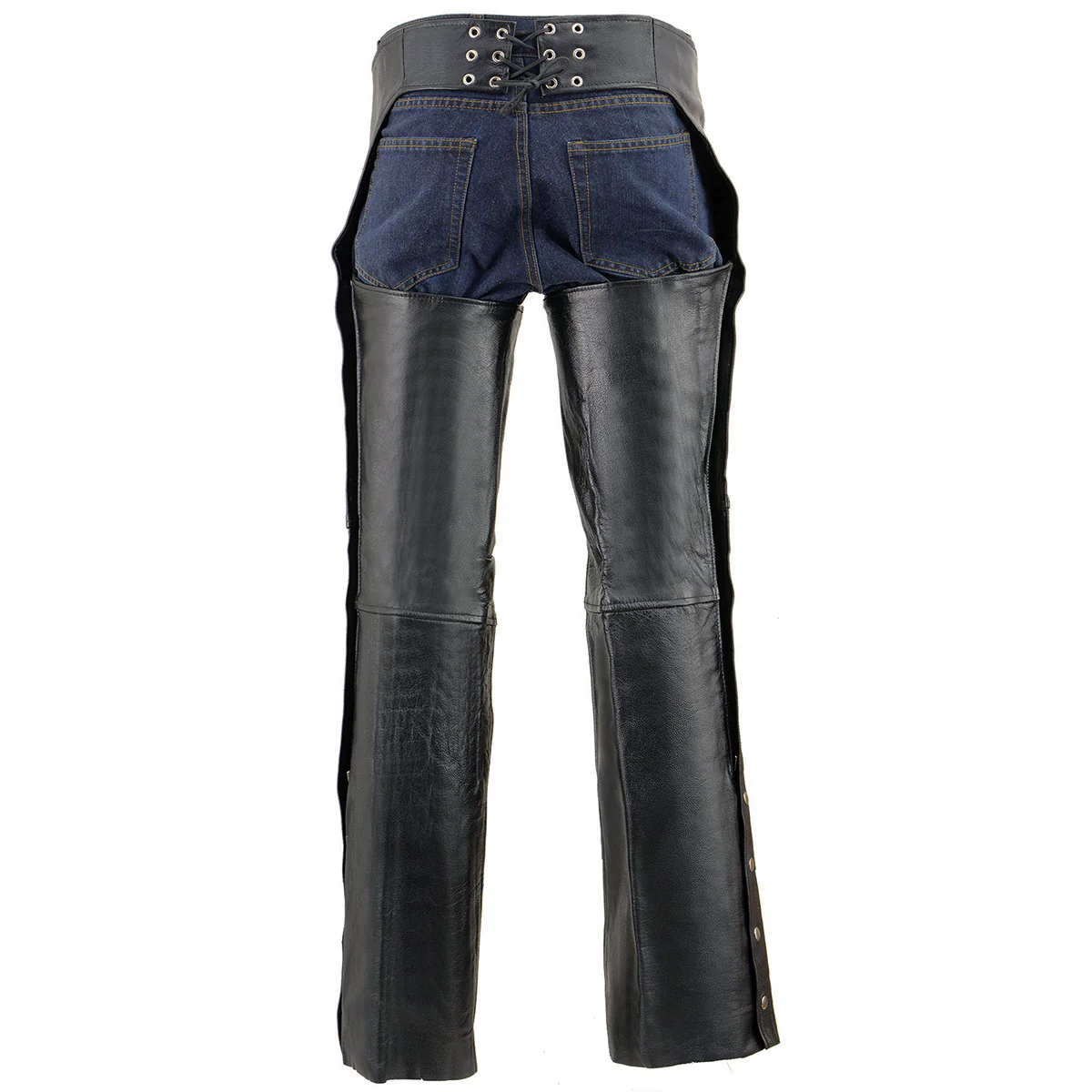 Milwaukee Leather Men's Black Premium Leather Motorcycle Riders Chaps w/ Slash Pockets Mesh Lined - LKM5710 2 Milwaukee Leather Men's Black Premium Leather Motorcycle Riders Chaps w/ Slash Pockets Mesh Lined - LKM5710