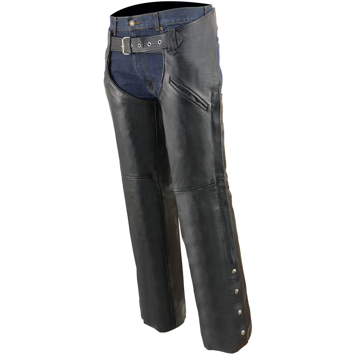 Milwaukee Leather Men's Black Premium Leather Motorcycle Riders Chaps w/ Slash Pockets Mesh Lined - LKM5710 4 Milwaukee Leather Men's Black Premium Leather Motorcycle Riders Chaps w/ Slash Pockets Mesh Lined - LKM5710