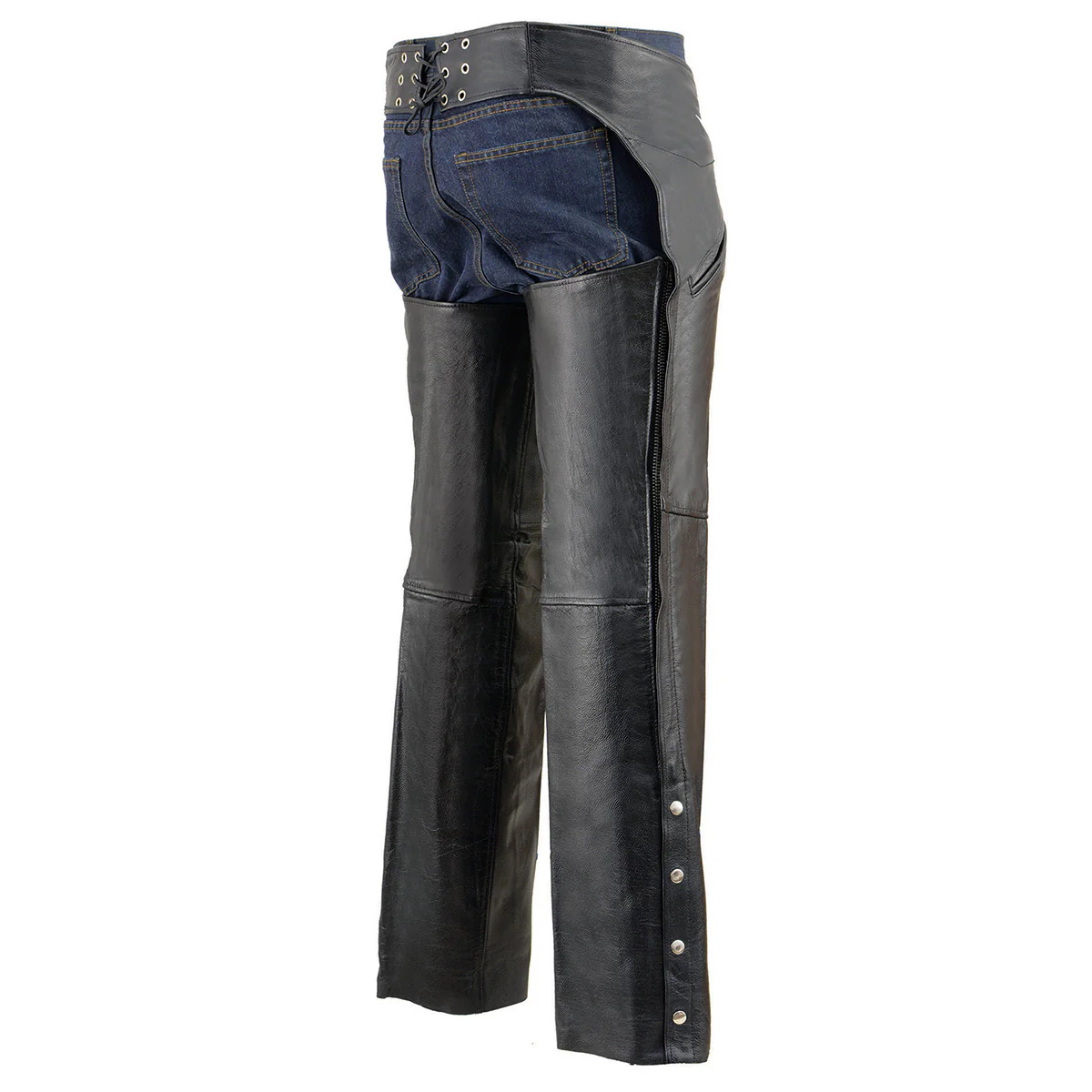 Milwaukee Leather Men's Black Premium Leather Motorcycle Riders Chaps w/ Slash Pockets Mesh Lined - LKM5710 7 Milwaukee Leather Men's Black Premium Leather Motorcycle Riders Chaps w/ Slash Pockets Mesh Lined - LKM5710