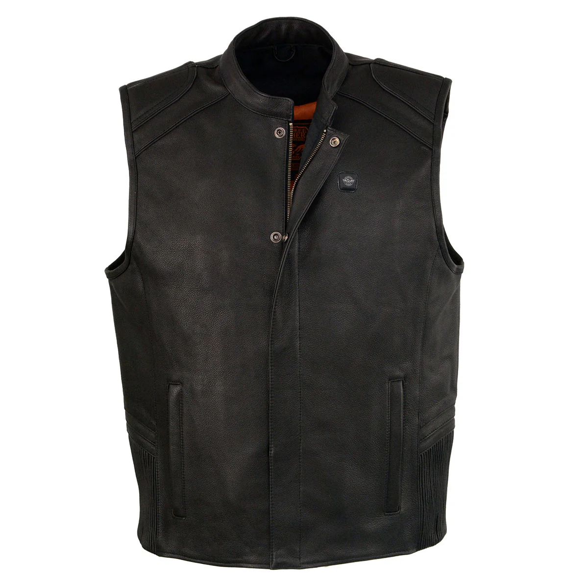 Milwaukee Leather MLM3523SET Men's Black 'Heated' Collarless Moto Leather Vest - for Winter Cold Weather 9 Milwaukee Leather MLM3523SET Men's Black 'Heated' Collarless Moto Leather Vest - for Winter Cold Weather