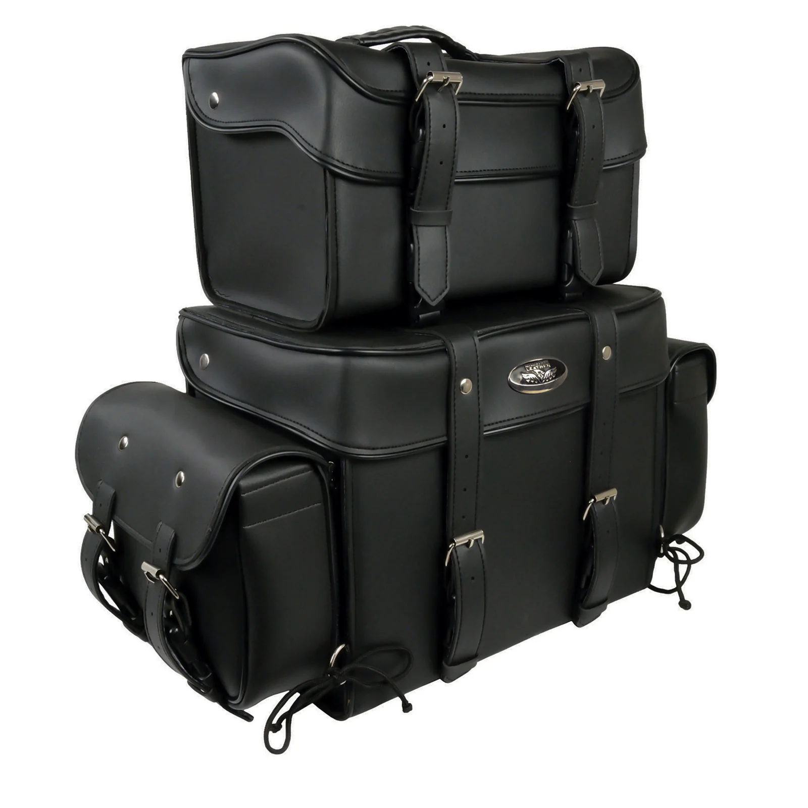 Milwaukee Leather SH65001 Large Black PVC 4-Piece Motorcycle Touring Tail Bag