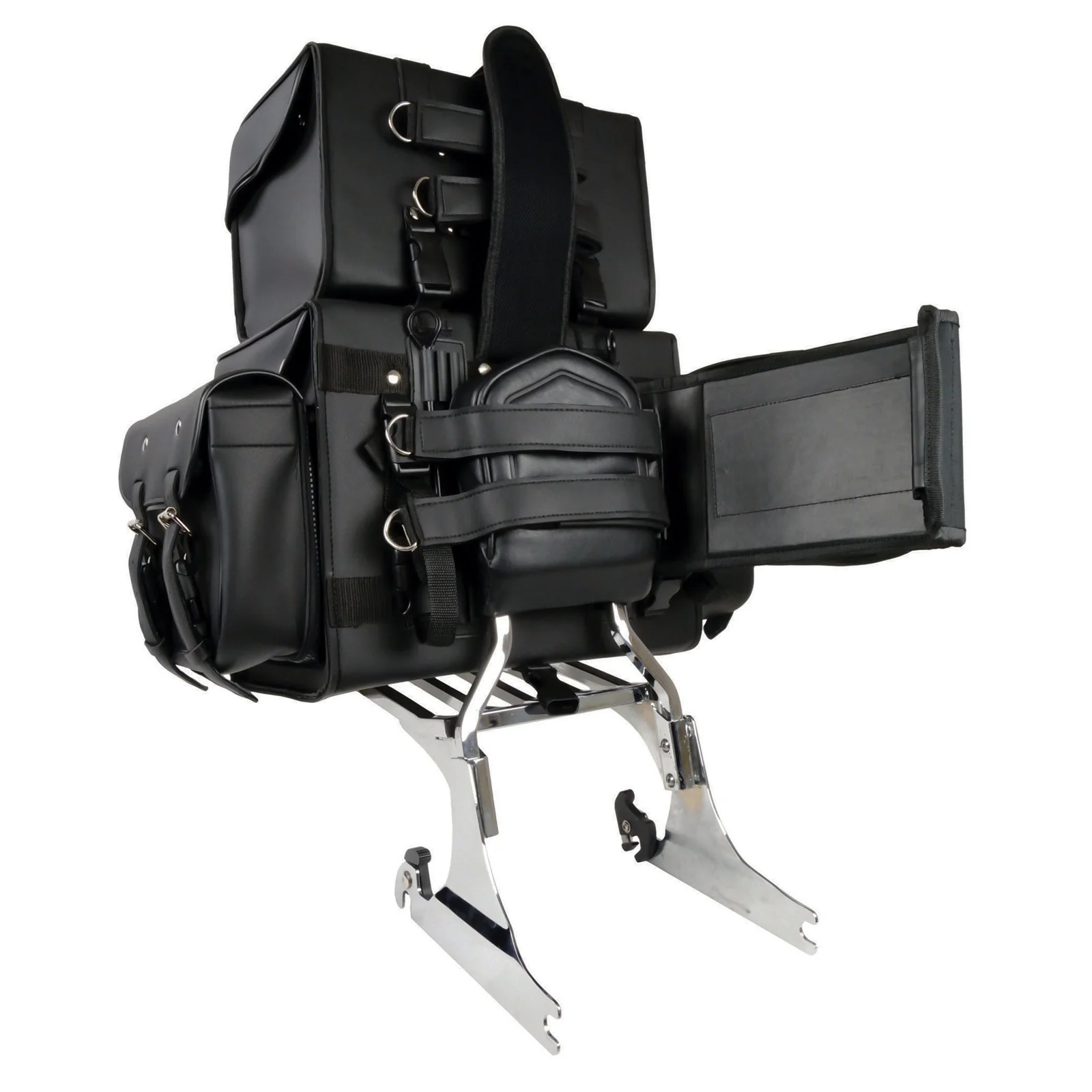 Milwaukee Leather SH65001 Large Black PVC 4-Piece Motorcycle Touring Tail Bag 2 Milwaukee Leather SH65001 Large Black PVC 4-Piece Motorcycle Touring Tail Bag