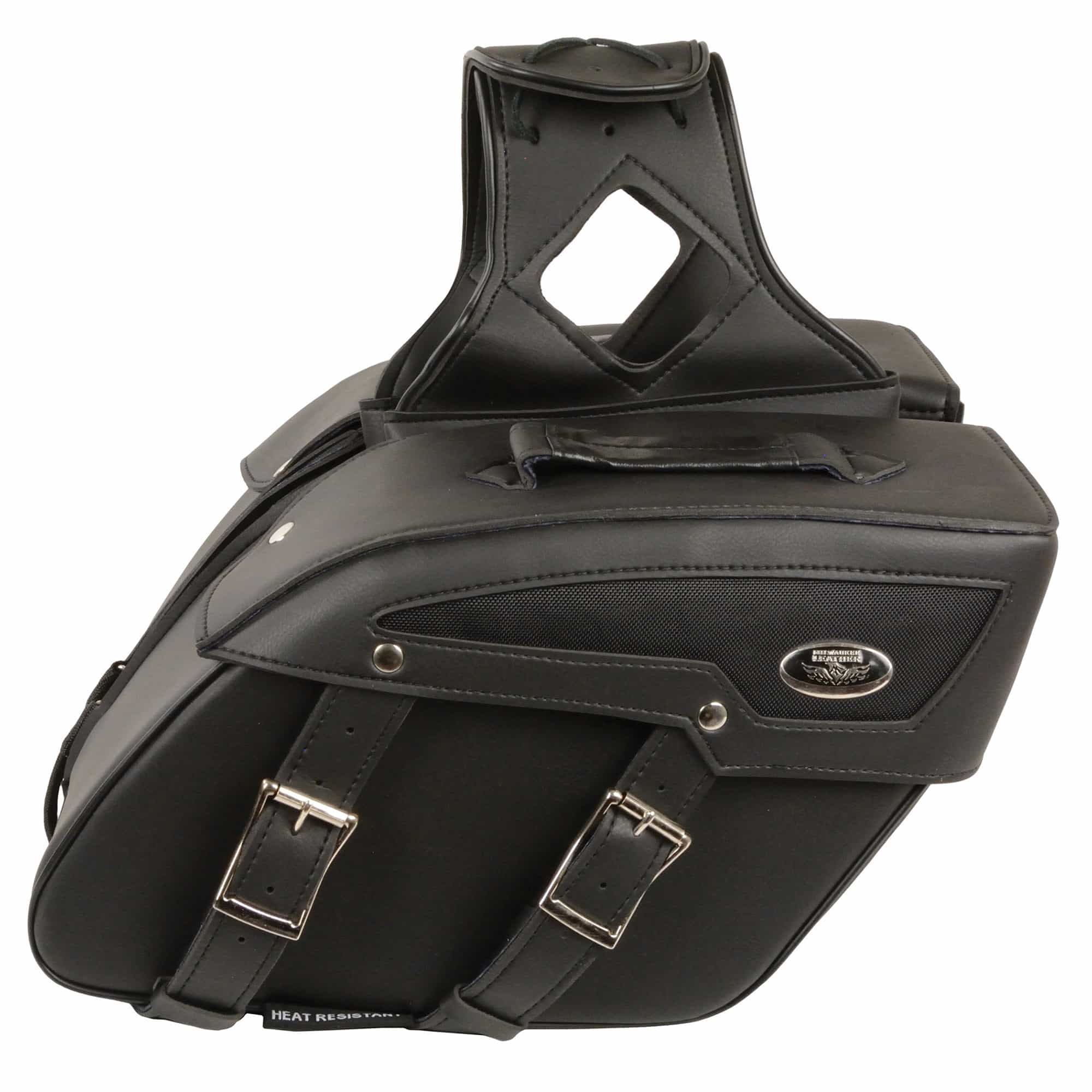 Milwaukee Leather SH65801ZB Black Medium Zip-Off PVC Slanted Throw Over Motorcycle Saddlebags 3 Milwaukee Leather SH65801ZB Black Medium Zip-Off PVC Slanted Throw Over Motorcycle Saddlebags
