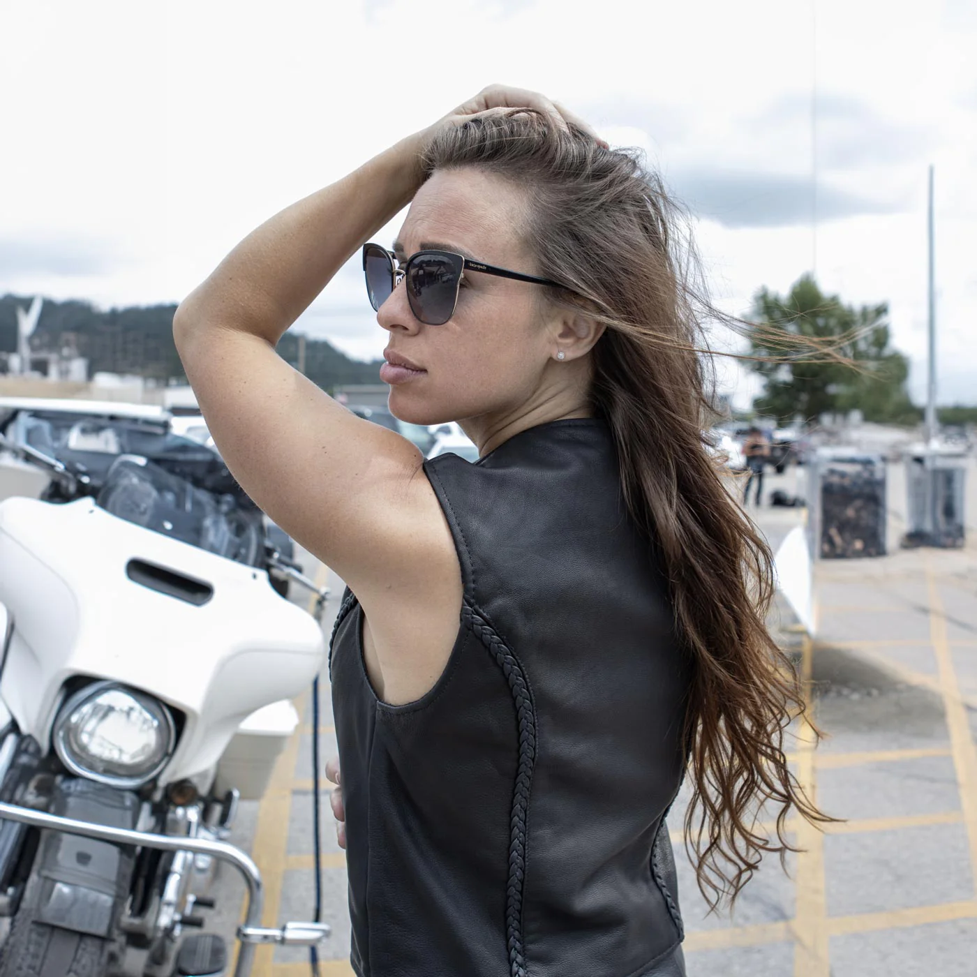 Milwaukee Leather SH1246Z Women's Black Leather Classic Braided Motorcycle Rider Vest with Zipper Closure 2 Milwaukee Leather SH1246Z Women's Black Leather Classic Braided Motorcycle Rider Vest with Zipper Closure