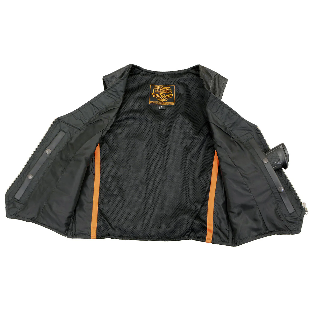 Milwaukee Leather SH1246Z Women's Black Leather Classic Braided Motorcycle Rider Vest with Zipper Closure 6 Milwaukee Leather SH1246Z Women's Black Leather Classic Braided Motorcycle Rider Vest with Zipper Closure
