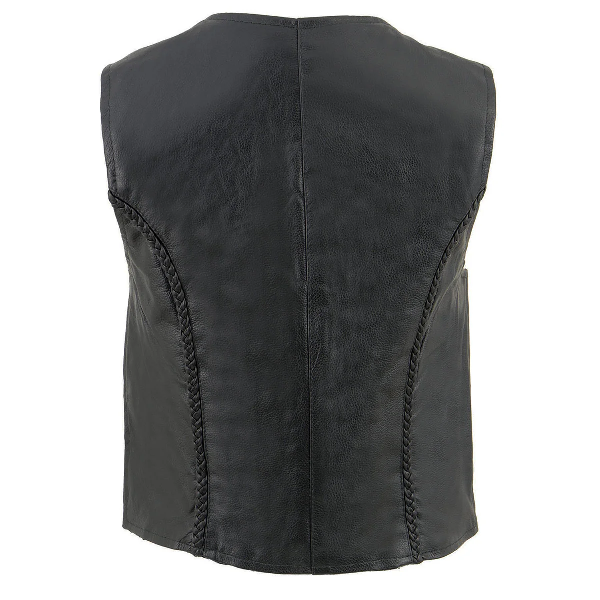 Milwaukee Leather SH1246Z Women's Black Leather Classic Braided Motorcycle Rider Vest with Zipper Closure 7 Milwaukee Leather SH1246Z Women's Black Leather Classic Braided Motorcycle Rider Vest with Zipper Closure