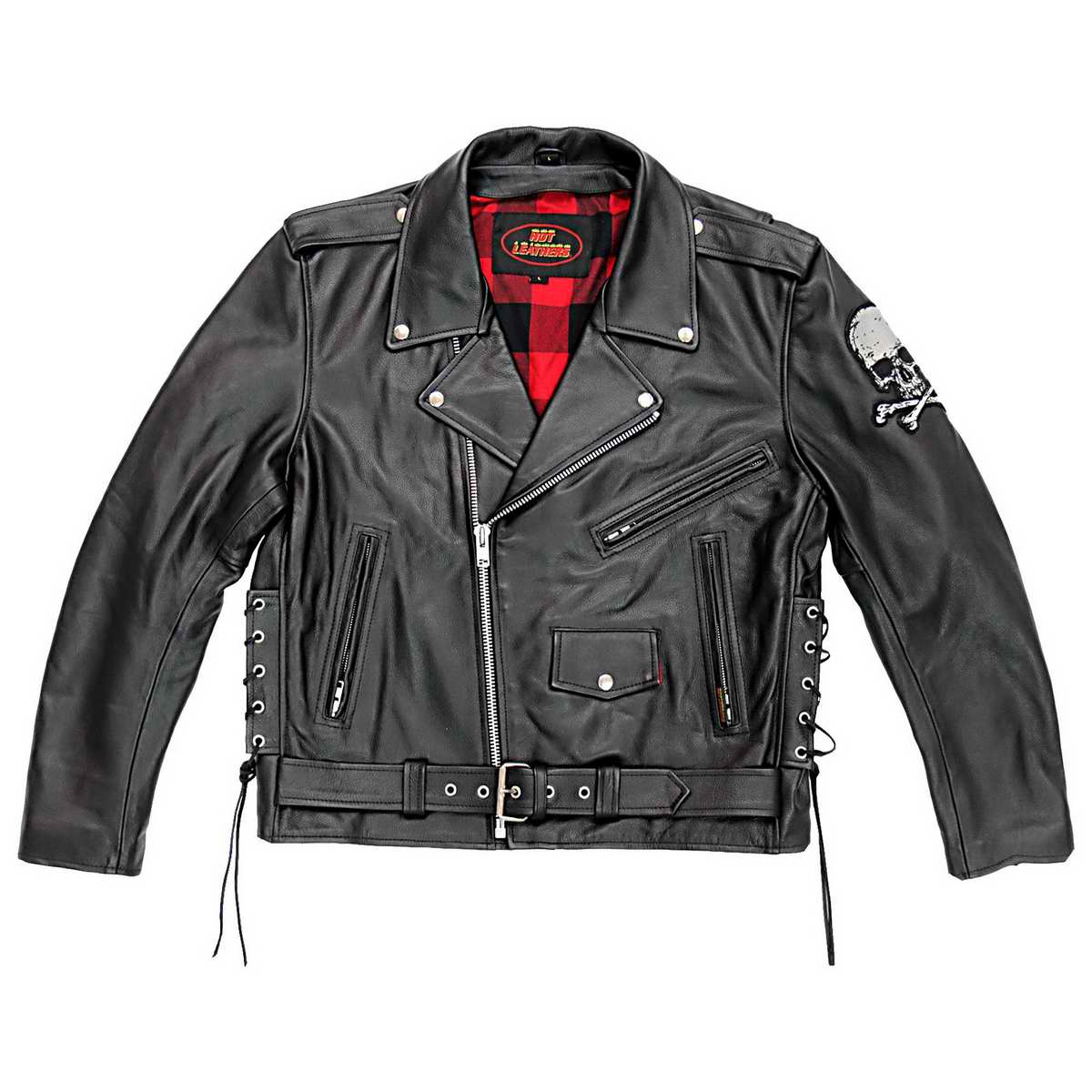 Hot Leathers JKM2001 Men’s Black ‘Skull And Crossbones' Motorcycle Leather Jacket 14 Hot Leathers JKM2001 Men’s Black ‘Skull And Crossbones' Motorcycle Leather Jacket