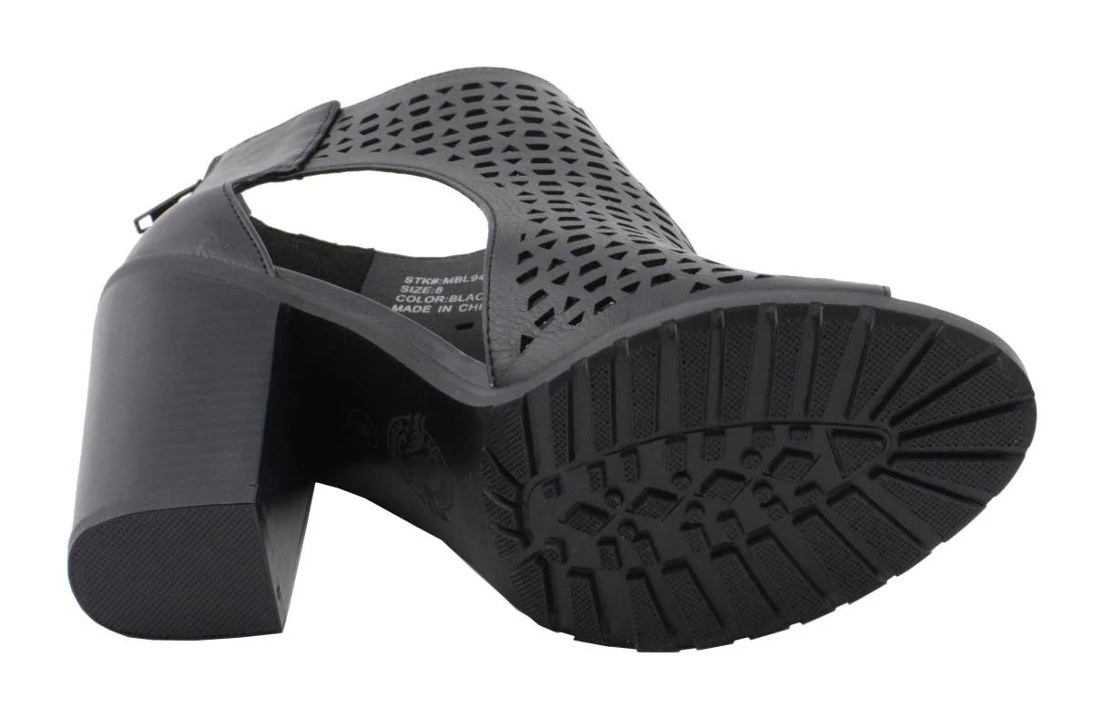 Milwaukee Leather MBL9453 Women's Black Mesh Open-Toe Platform Fashion Casual Heeled Sandals with Buckle Strap 2 Milwaukee Leather MBL9453 Women's Black Mesh Open-Toe Platform Fashion Casual Heeled Sandals with Buckle Strap