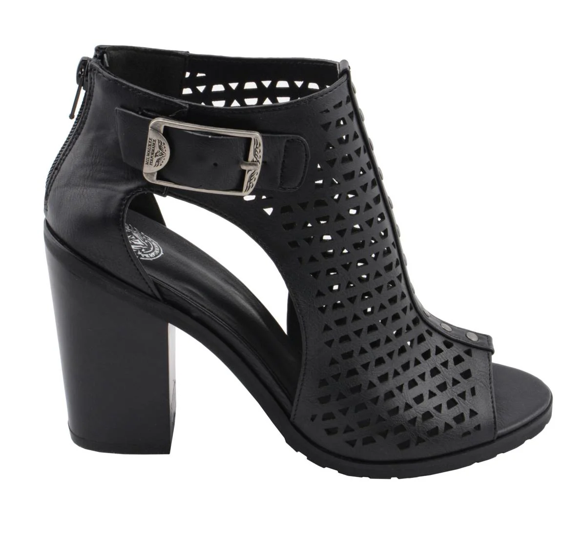 Milwaukee Leather MBL9453 Women's Black Mesh Open-Toe Platform Fashion Casual Heeled Sandals with Buckle Strap 3 Milwaukee Leather MBL9453 Women's Black Mesh Open-Toe Platform Fashion Casual Heeled Sandals with Buckle Strap