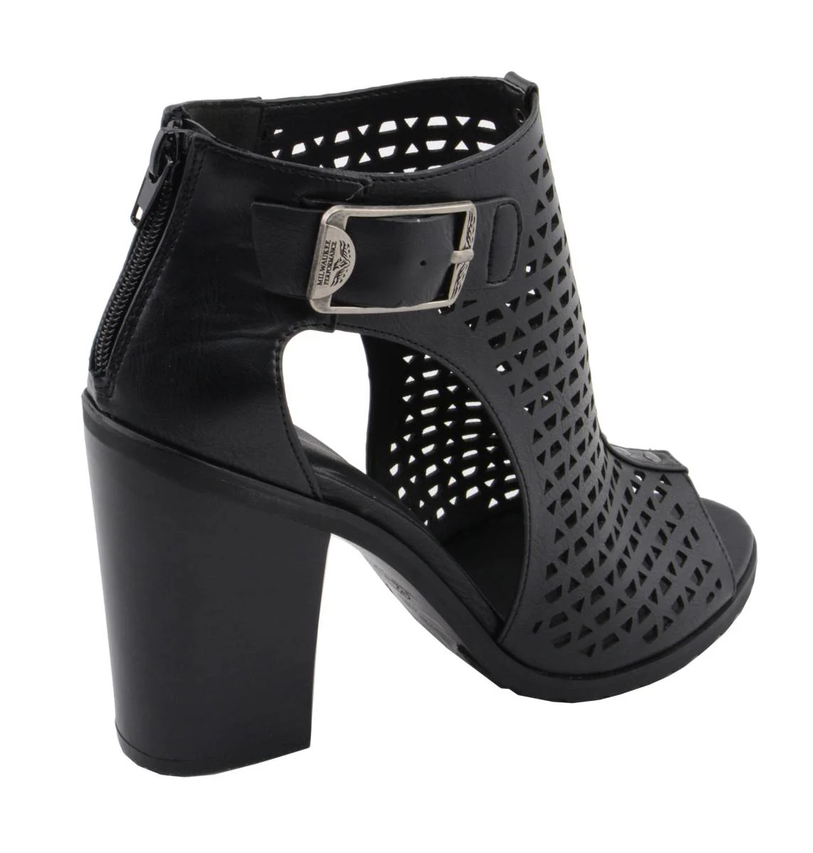 Milwaukee Leather MBL9453 Women's Black Mesh Open-Toe Platform Fashion Casual Heeled Sandals with Buckle Strap 9 Milwaukee Leather MBL9453 Women's Black Mesh Open-Toe Platform Fashion Casual Heeled Sandals with Buckle Strap